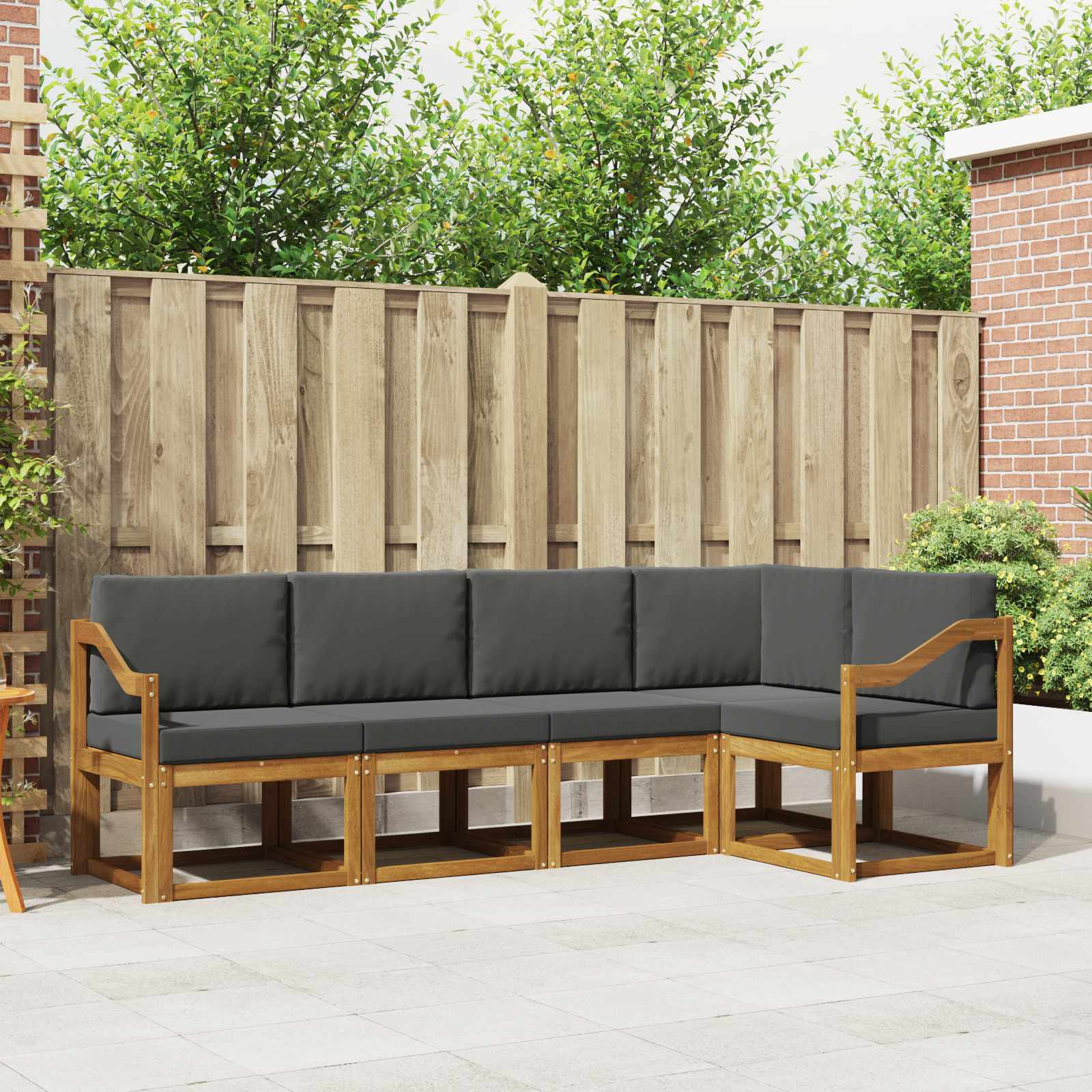 vidaXL Bankstel 5 pcs Naturel