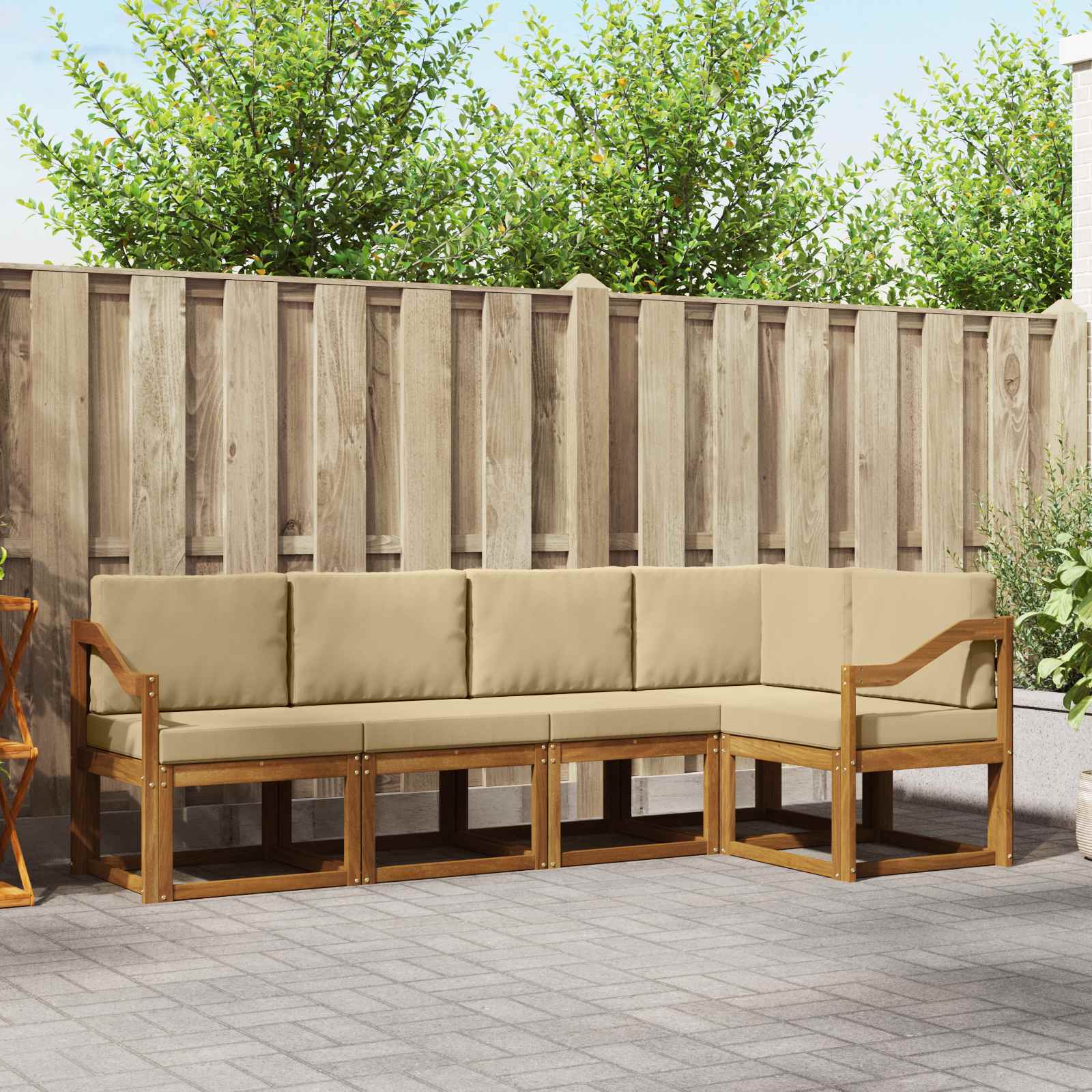 vidaXL Bankstel 5 pcs Naturel