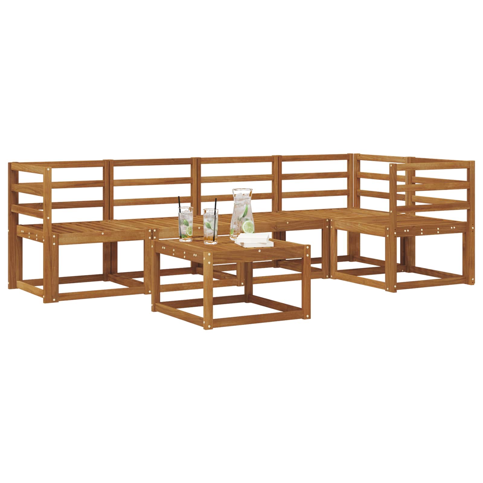 vidaXL Bankstel 6 pcs Naturel Massief Acaciahout