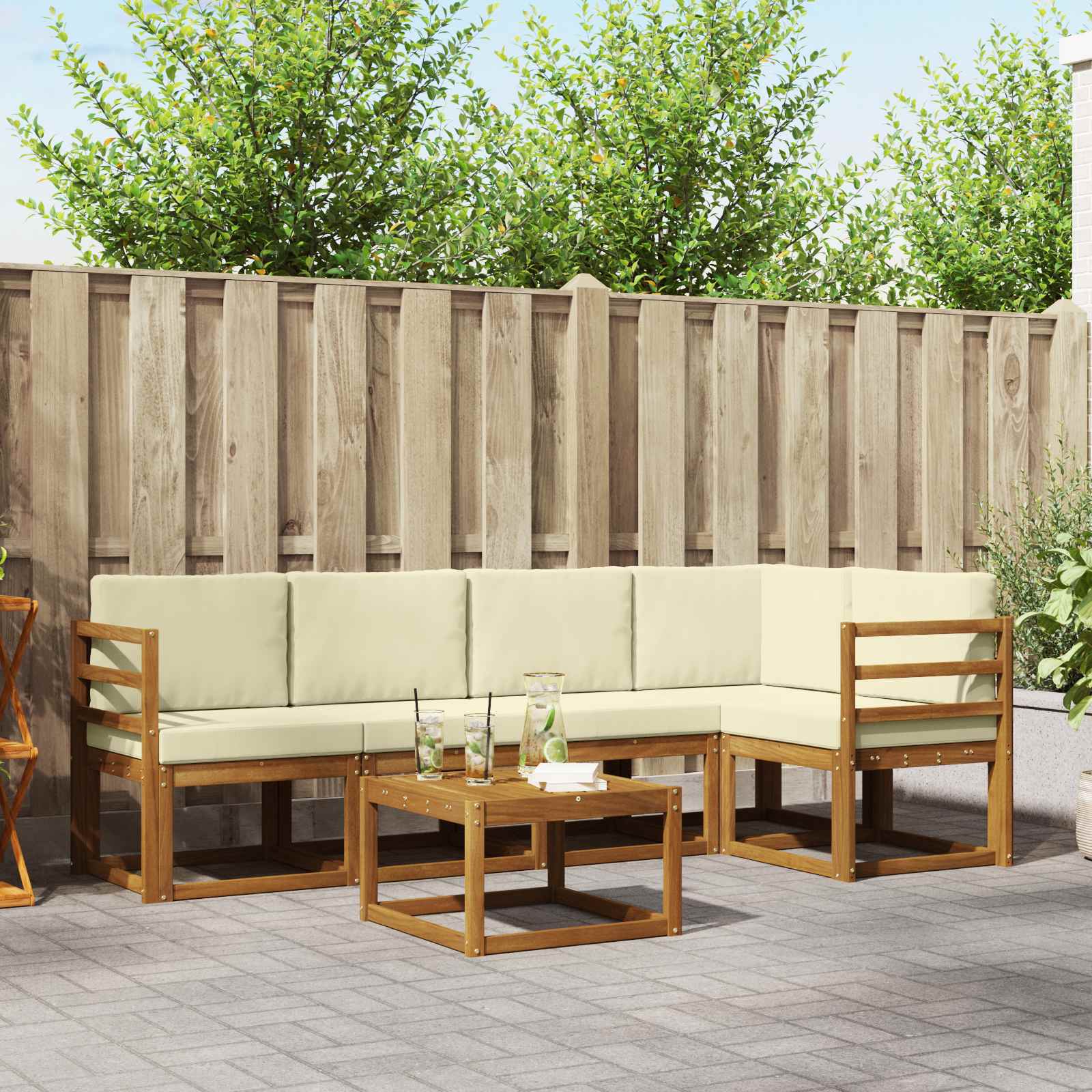 vidaXL Bankstel 6 pcs Naturel Massief Acaciahout