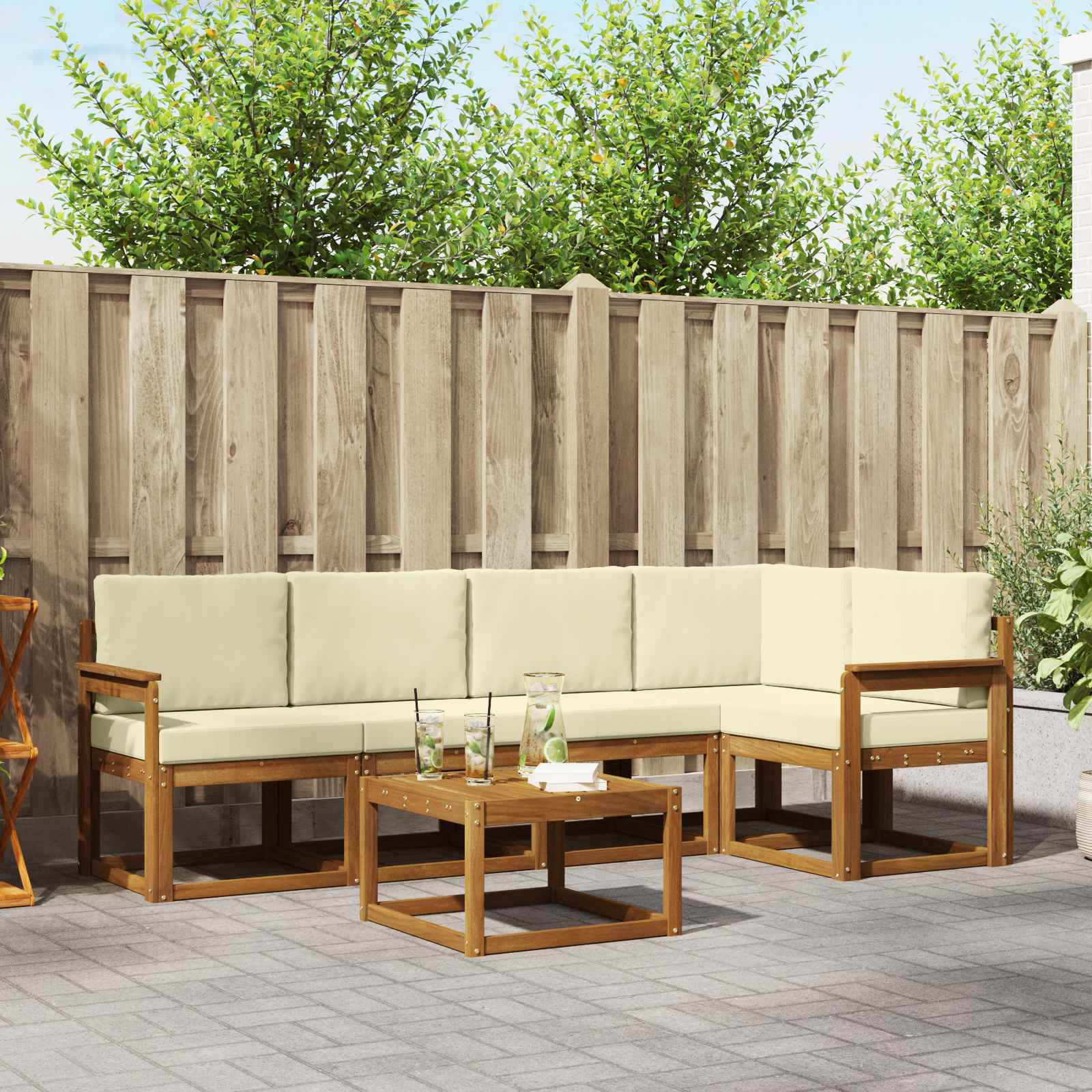 vidaXL Bankstel 6 pcs Naturel Massief Acaciahout