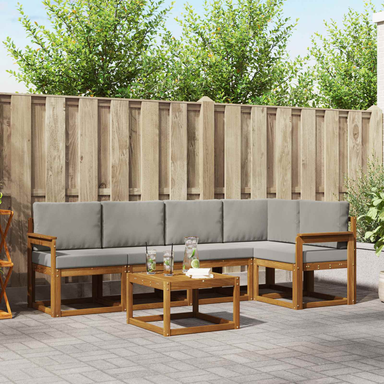 vidaXL Bankstel 6 pcs Naturel Massief Acaciahout