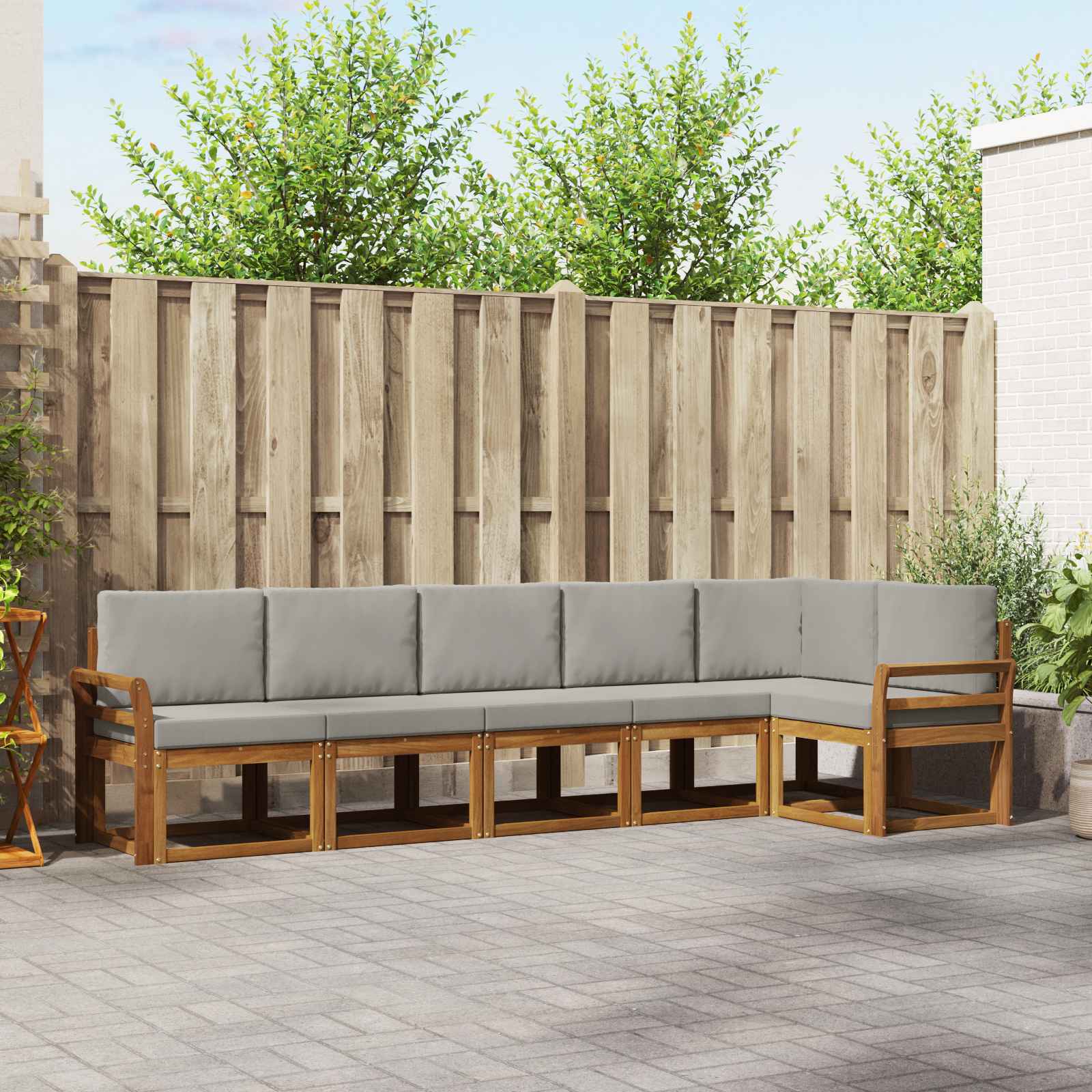 vidaXL Bankstel met kussen 6 pcs Natuurlijk en Crème