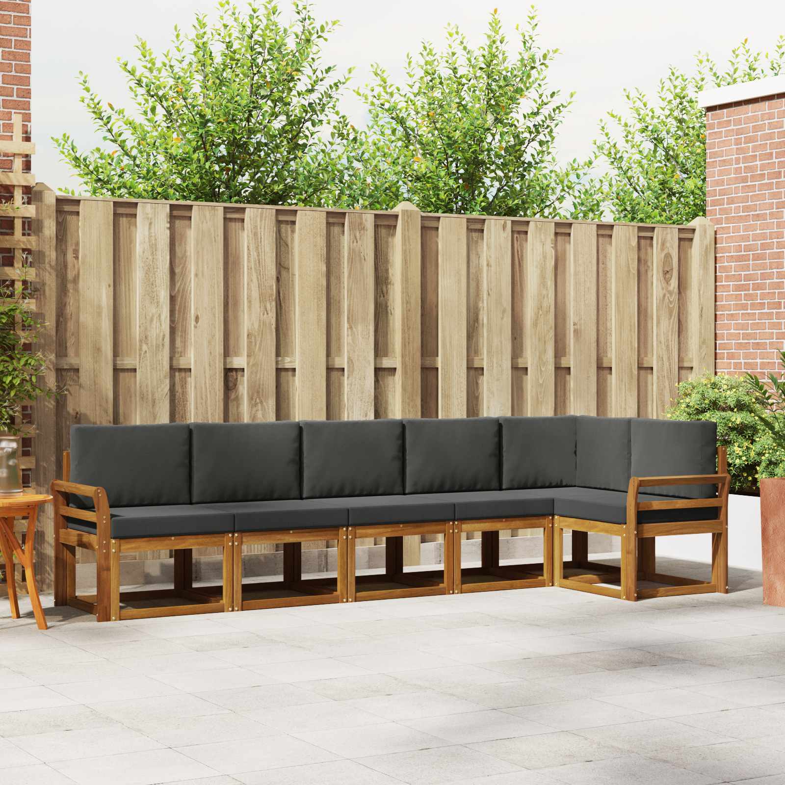 vidaXL Bankstel met kussen 6 pcs Natuurlijk en Crème