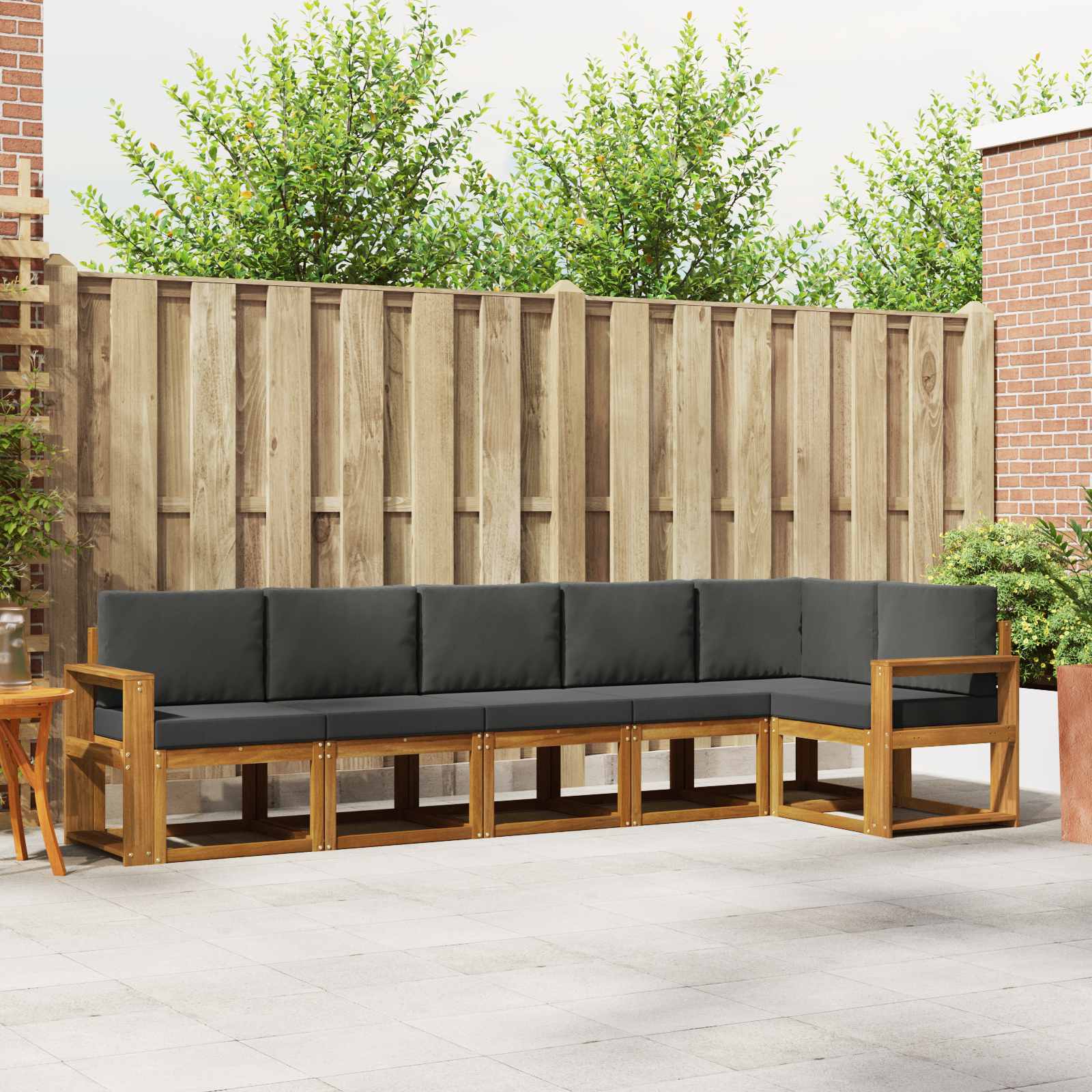 vidaXL Bankstel met kussen 6 pcs Natuurlijk en Crème
