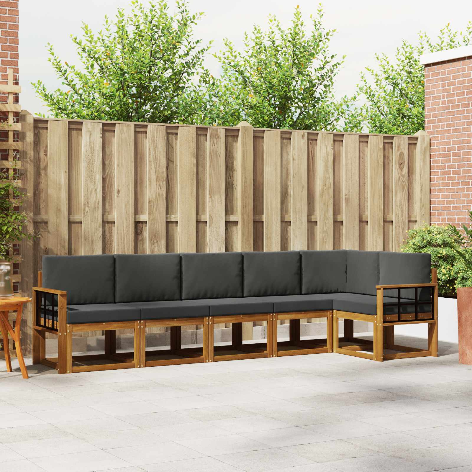 vidaXL Bankstel met kussen 6 pcs Natuurlijk en Crème
