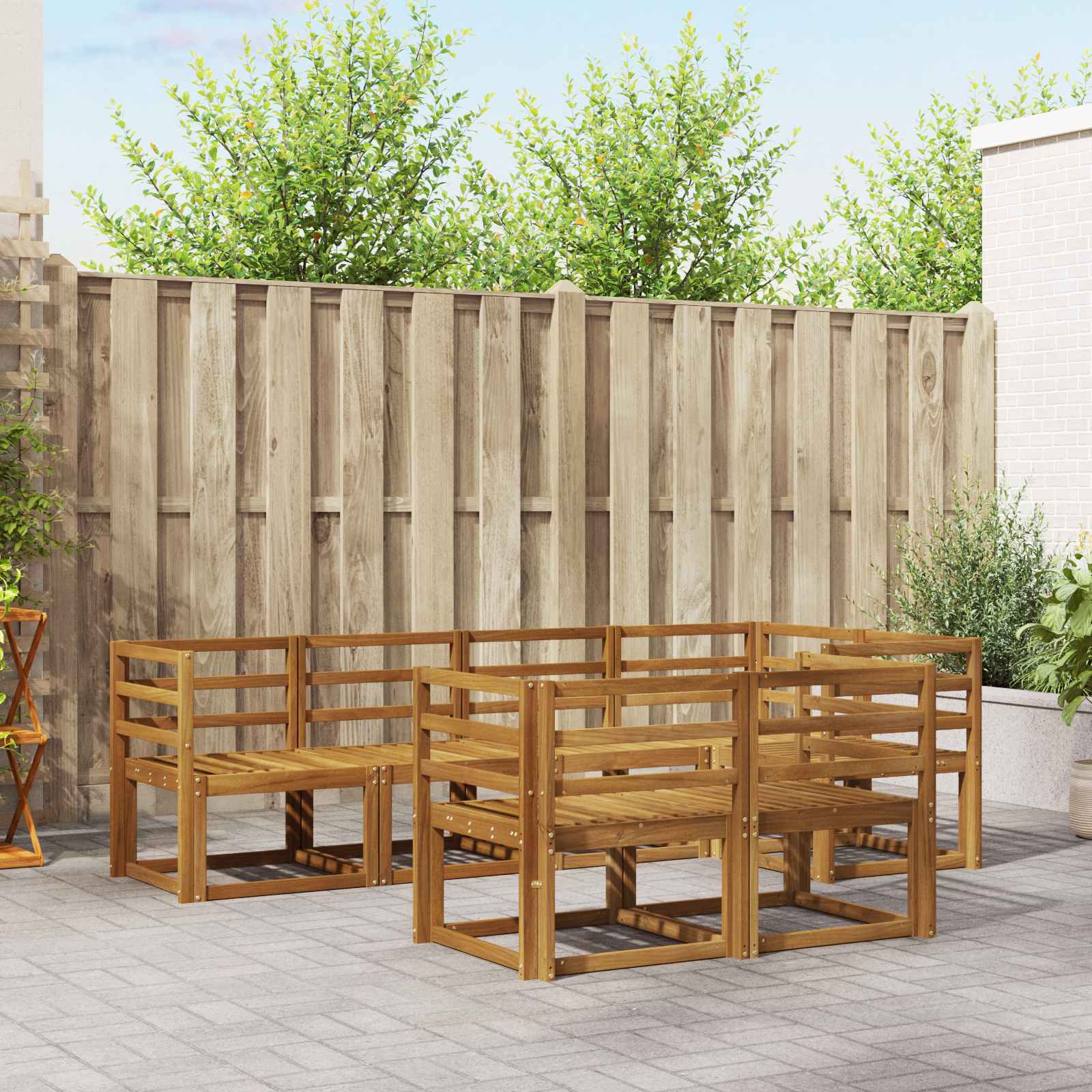 vidaXL Bankstel met kussen 7 pcs Natuurlijk en Crème