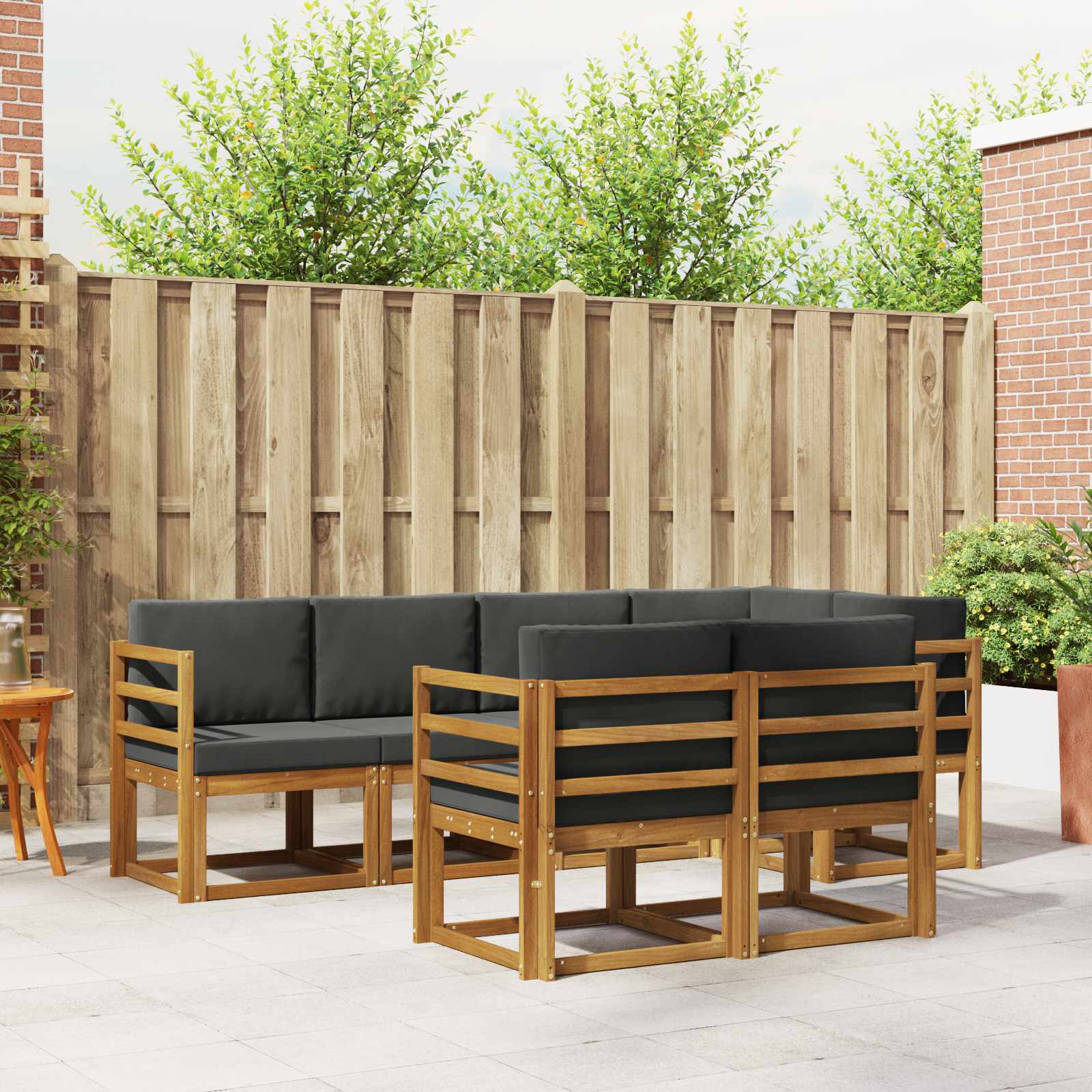 vidaXL Bankstel met kussen 7 pcs Natuurlijk en Crème
