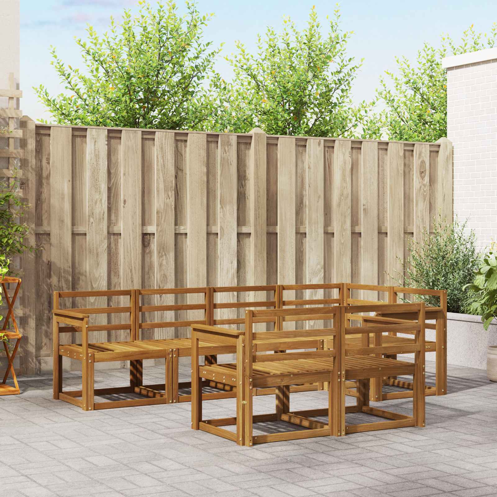 vidaXL Bankstel met kussen 7 pcs Natuurlijk en Crème