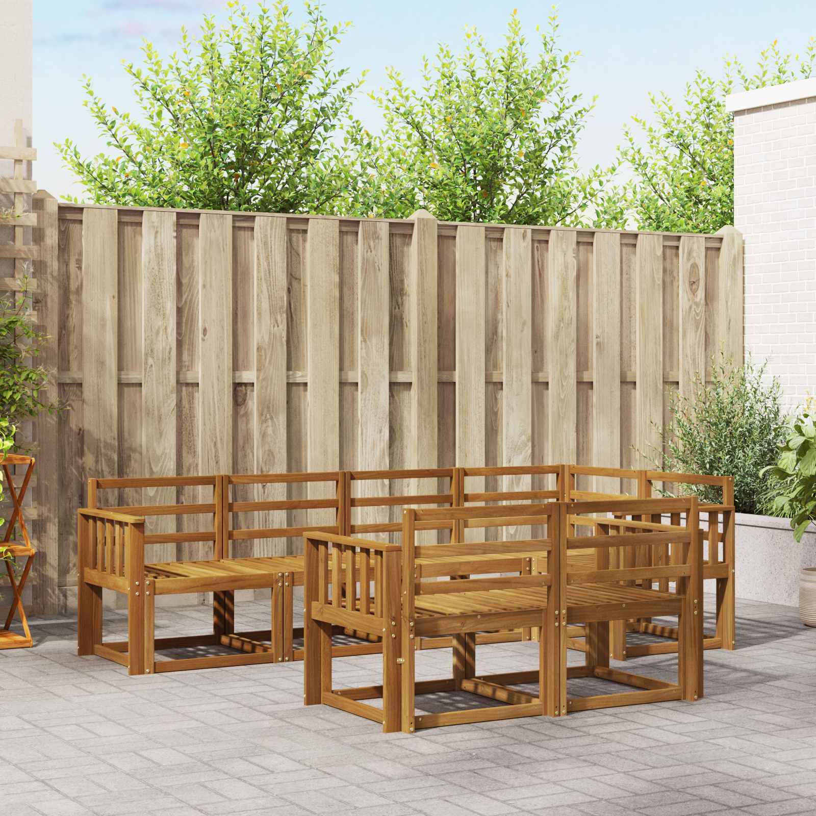 vidaXL Bankstel met kussen 7 pcs Natuurlijk en Crème