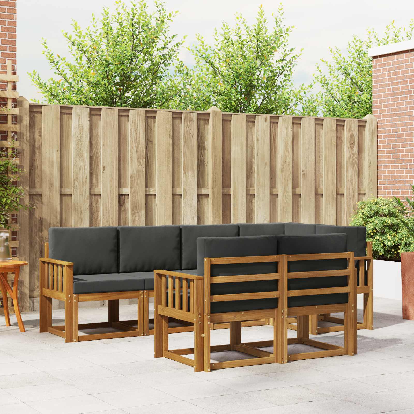 vidaXL Bankstel met kussen 7 pcs Natuurlijk en Crème