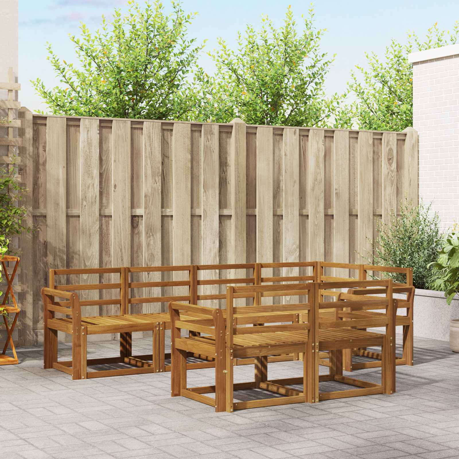 vidaXL Bankstel met kussen 7 pcs Natuurlijk en Crème