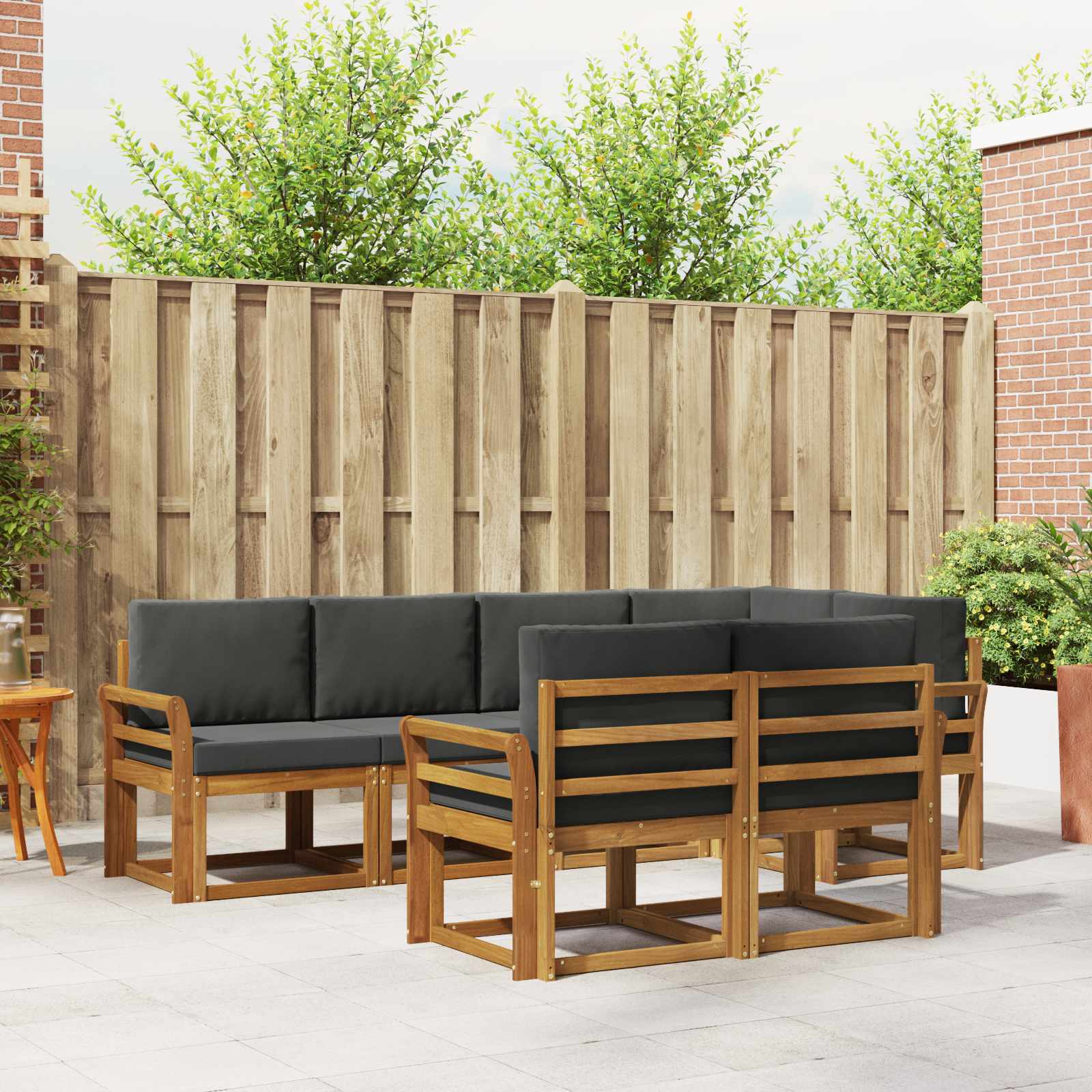 vidaXL Bankstel met kussen 7 pcs Natuurlijk en Crème