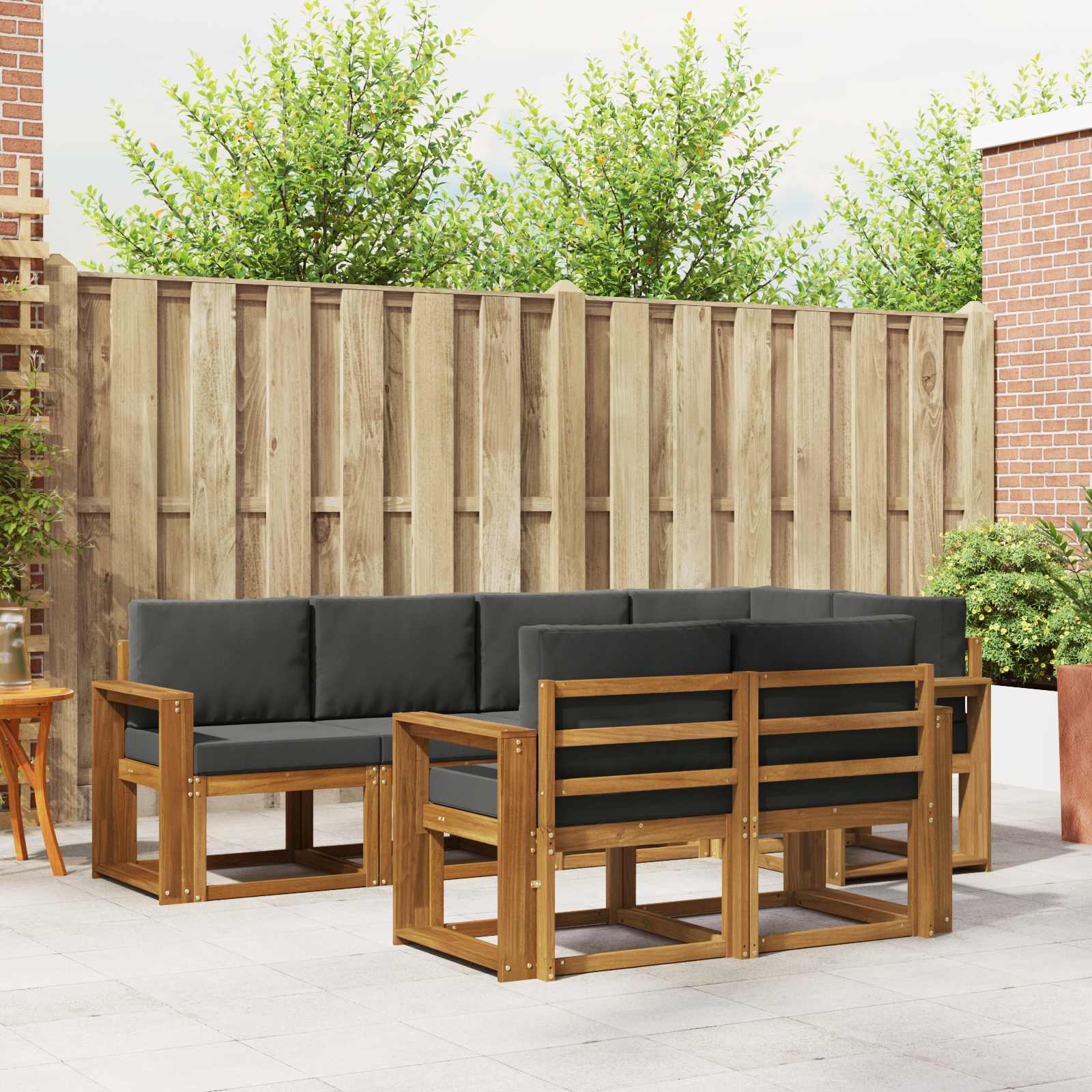 vidaXL Bankstel met kussen 7 pcs Natuurlijk en Crème