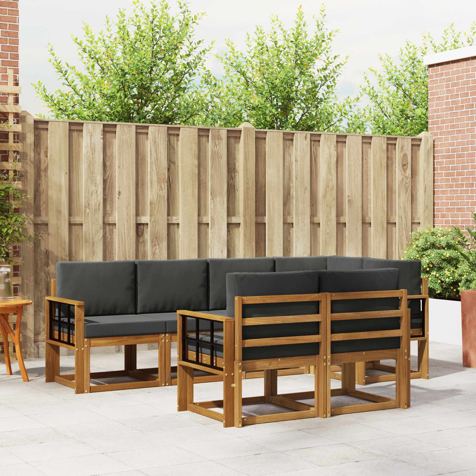 vidaXL Bankstel met kussen 7 pcs Natuurlijk en Crème