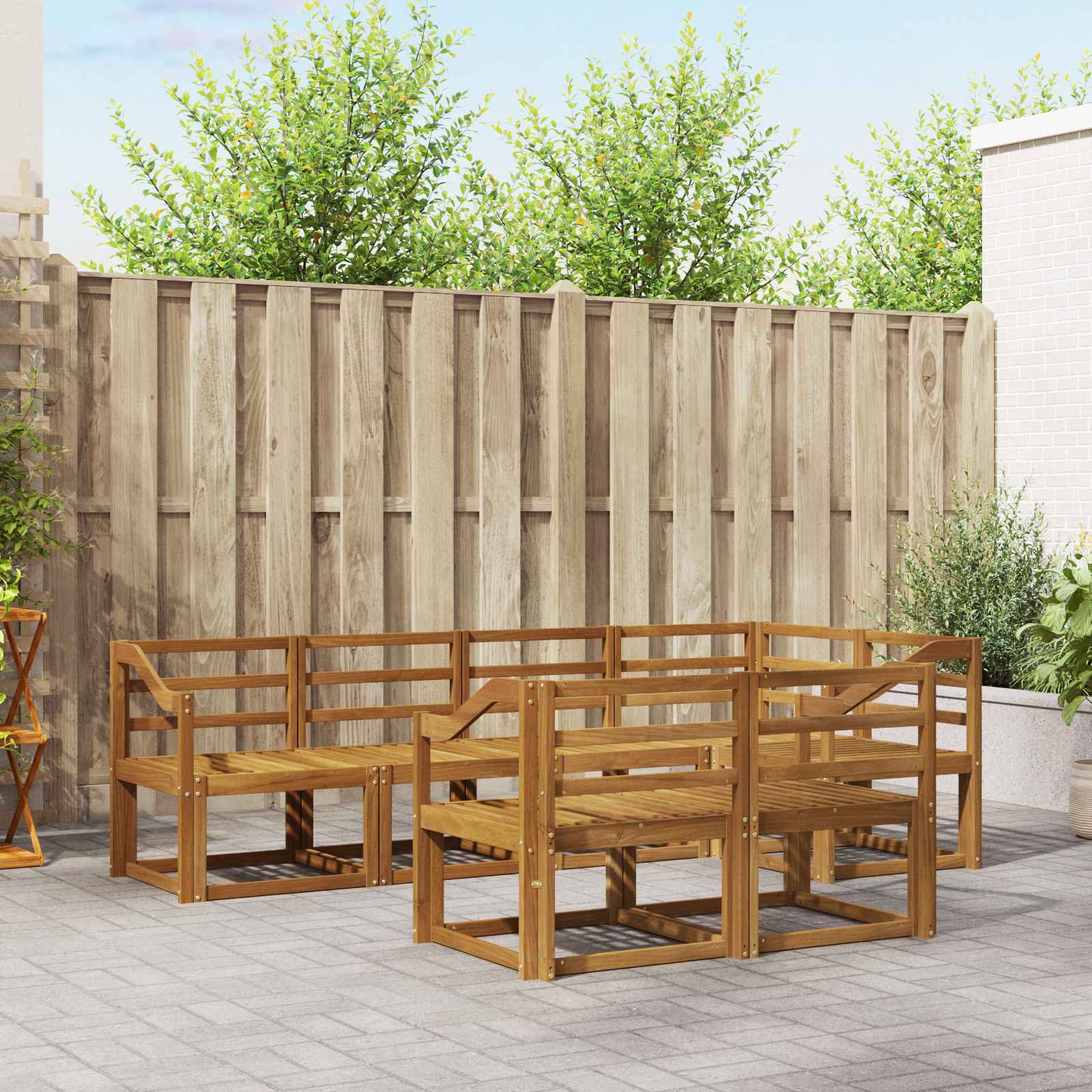 vidaXL Bankstel met kussen 7 pcs Natuurlijk en Crème