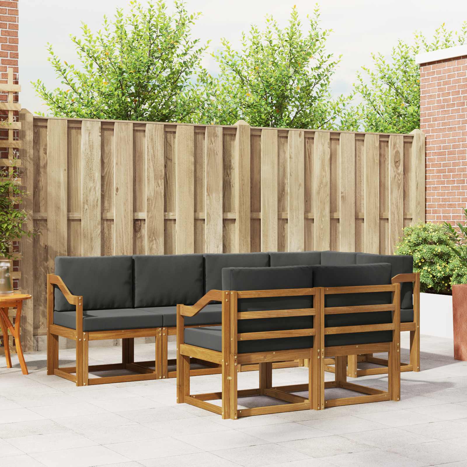 vidaXL Bankstel met kussen 7 pcs Natuurlijk en Crème