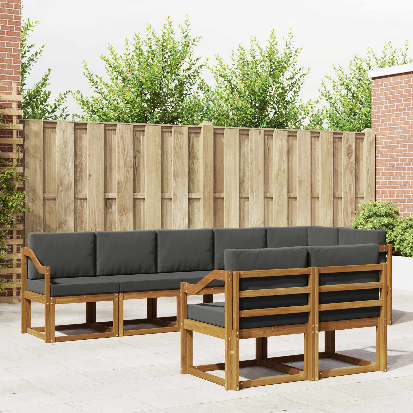 vidaXL Buiten bankenset met kussen 8 pcs Natuurlijk en Crème