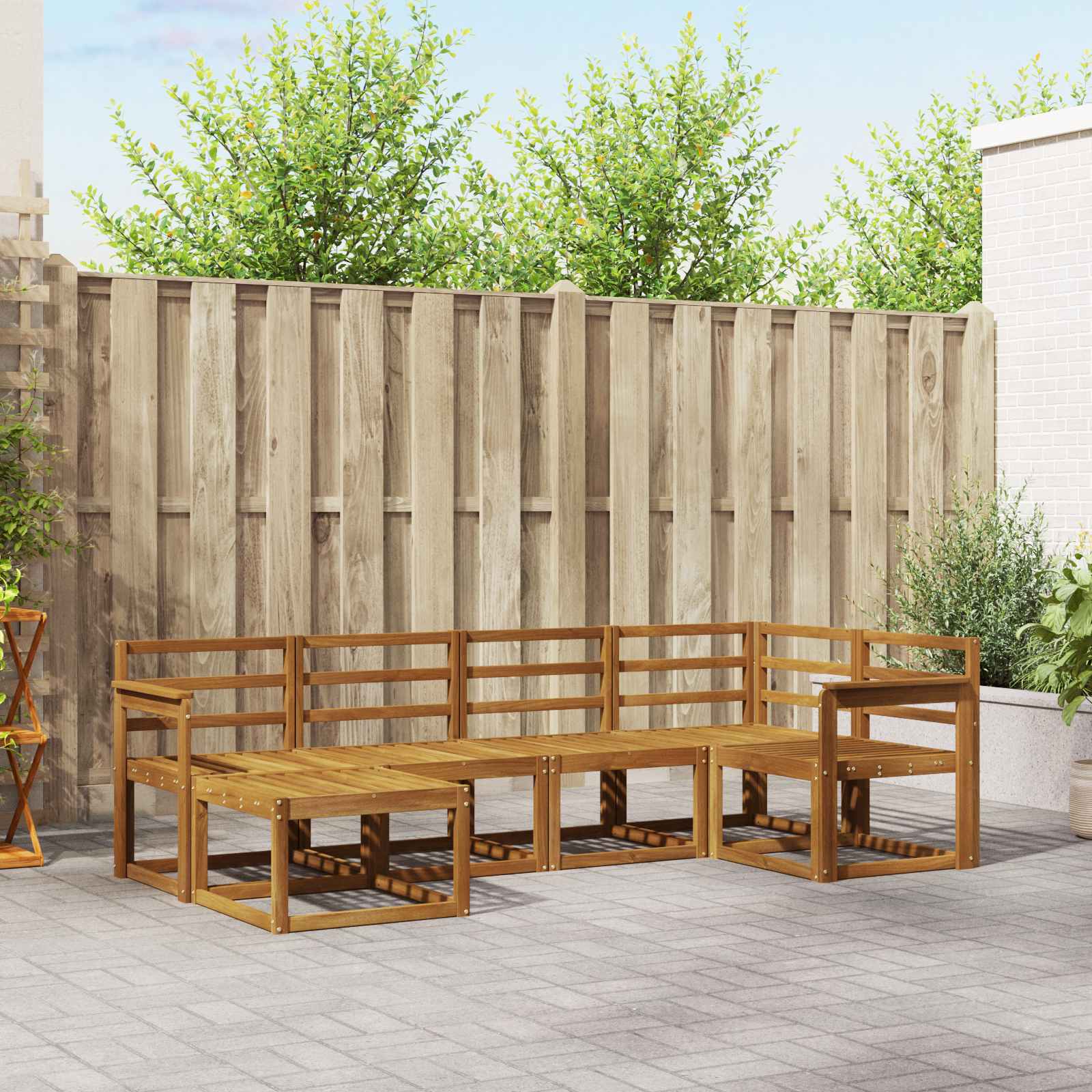 vidaXL Bankstel 6 pcs Naturel