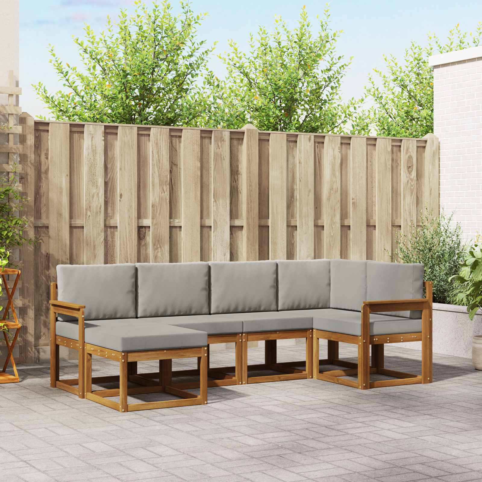 vidaXL Bankstel 6 pcs Naturel