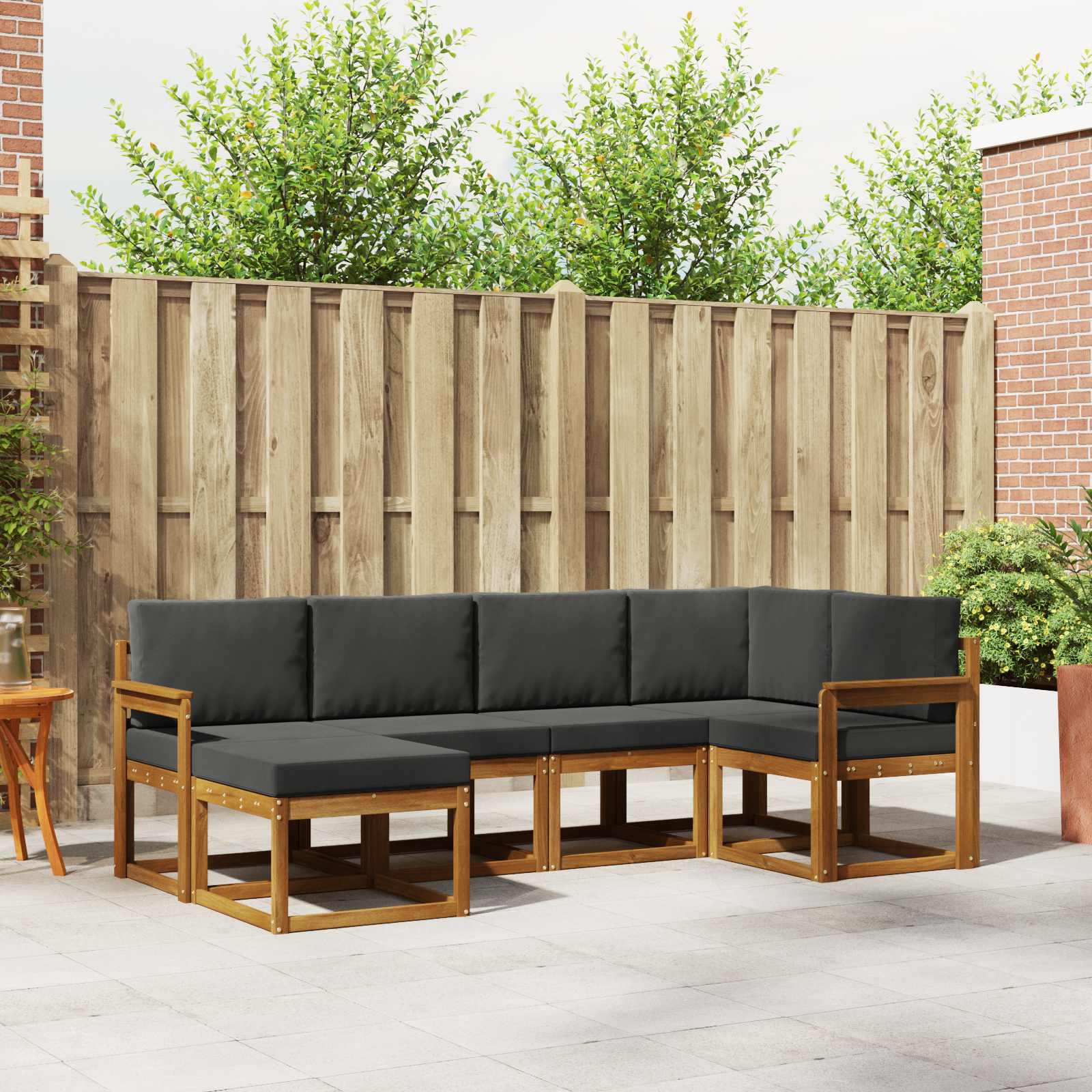 vidaXL Bankstel 6 pcs Naturel