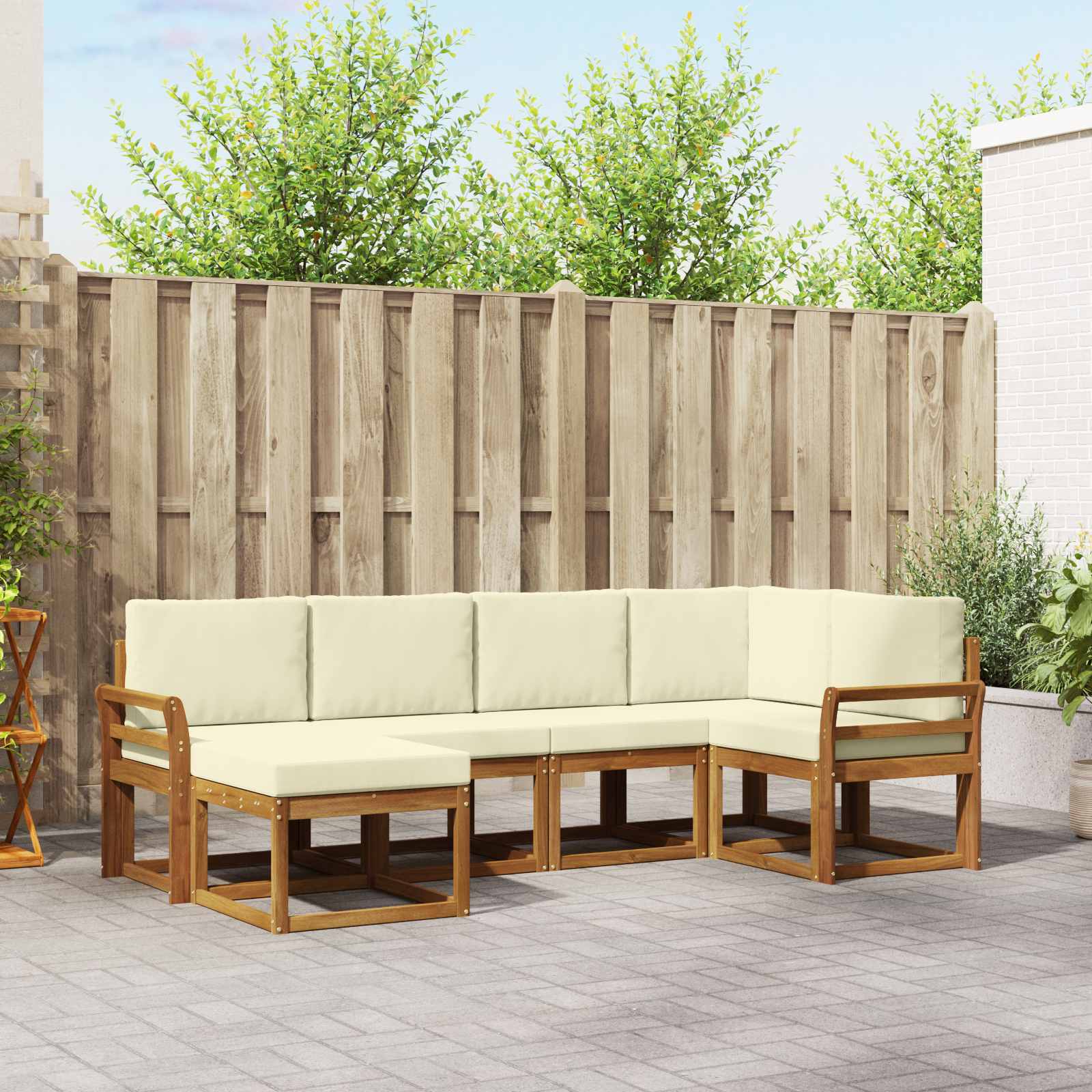 vidaXL Bankstel 6 pcs Naturel