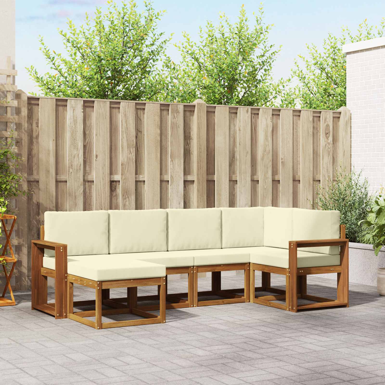 vidaXL Bankstel 6 pcs Naturel