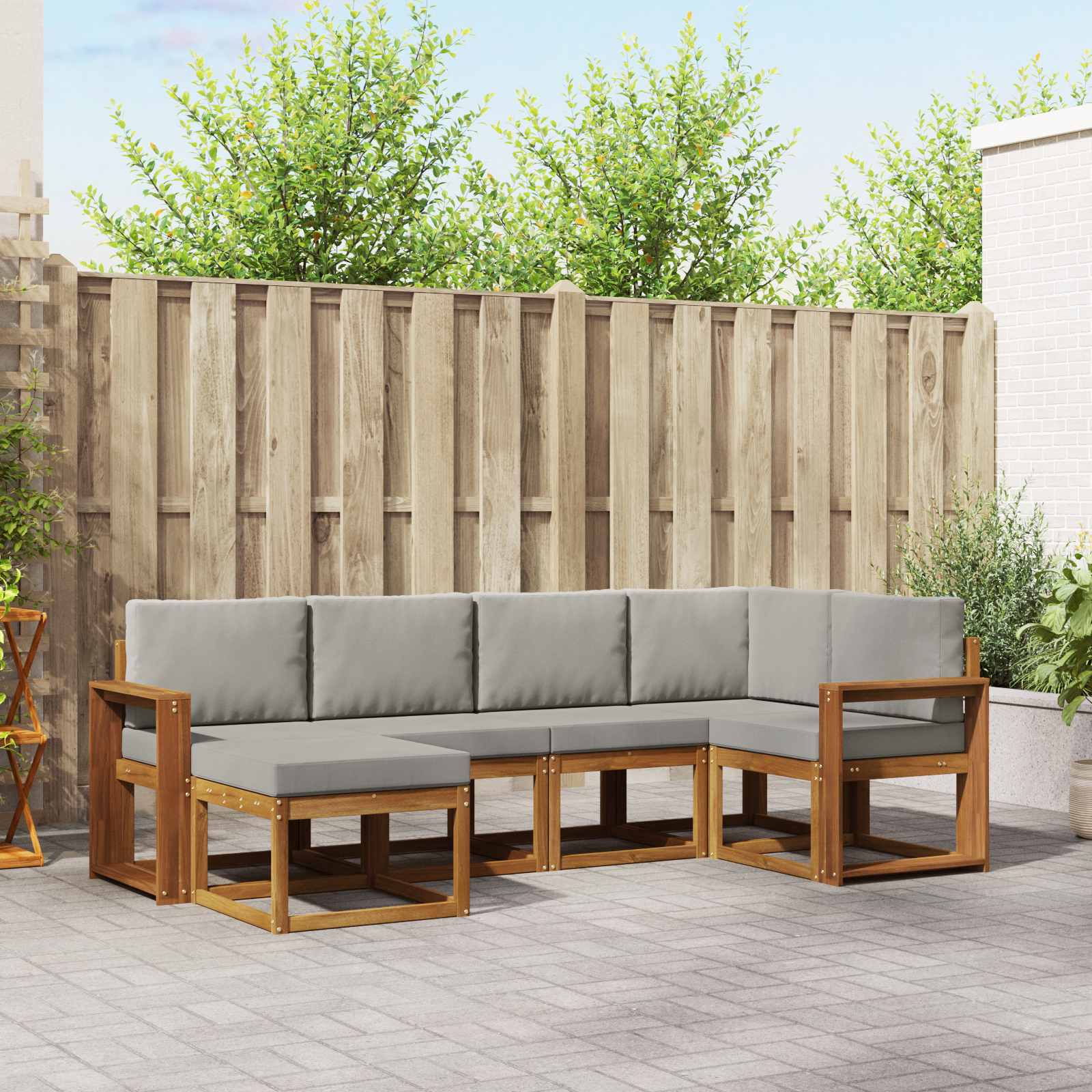 vidaXL Bankstel 6 pcs Naturel