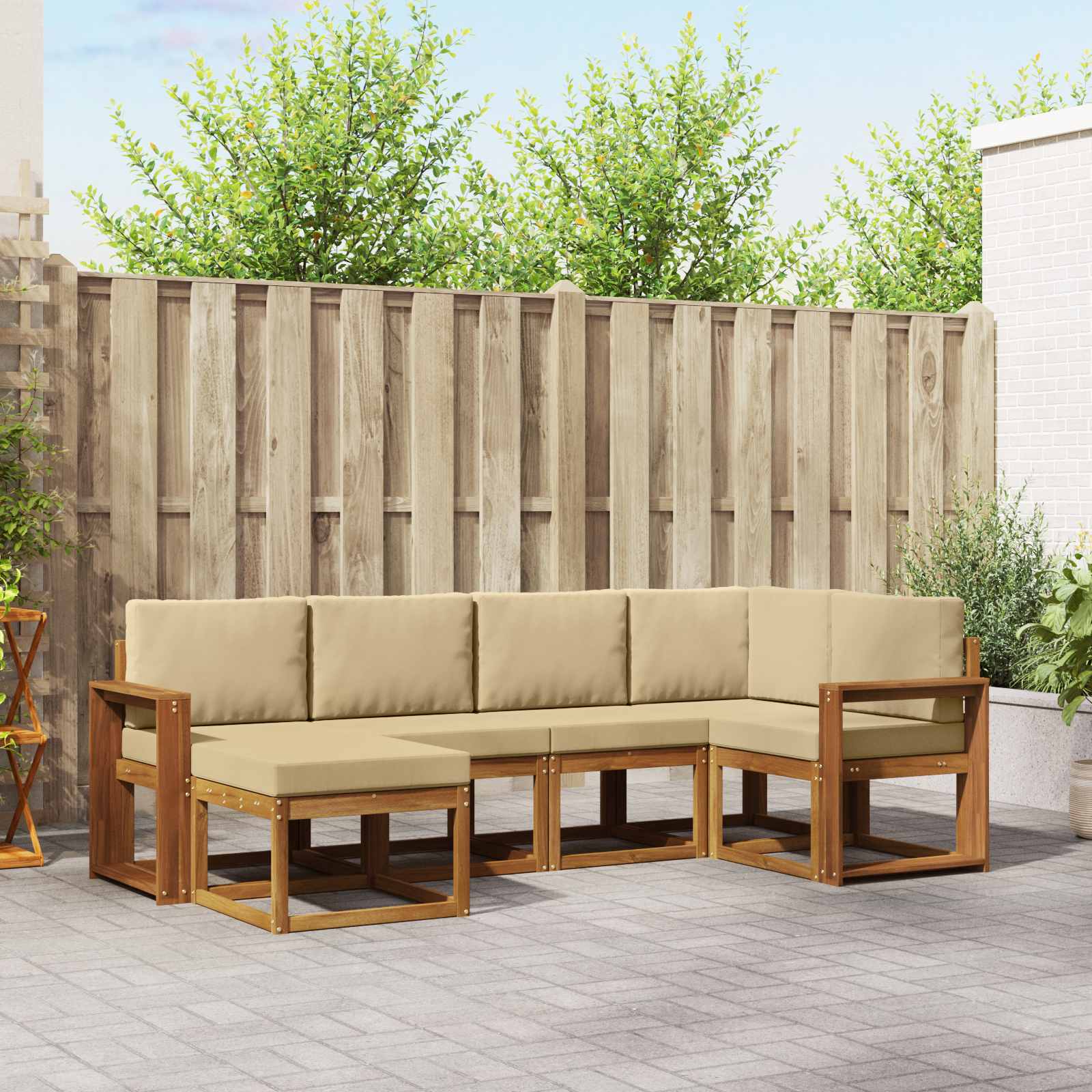 vidaXL Bankstel 6 pcs Naturel