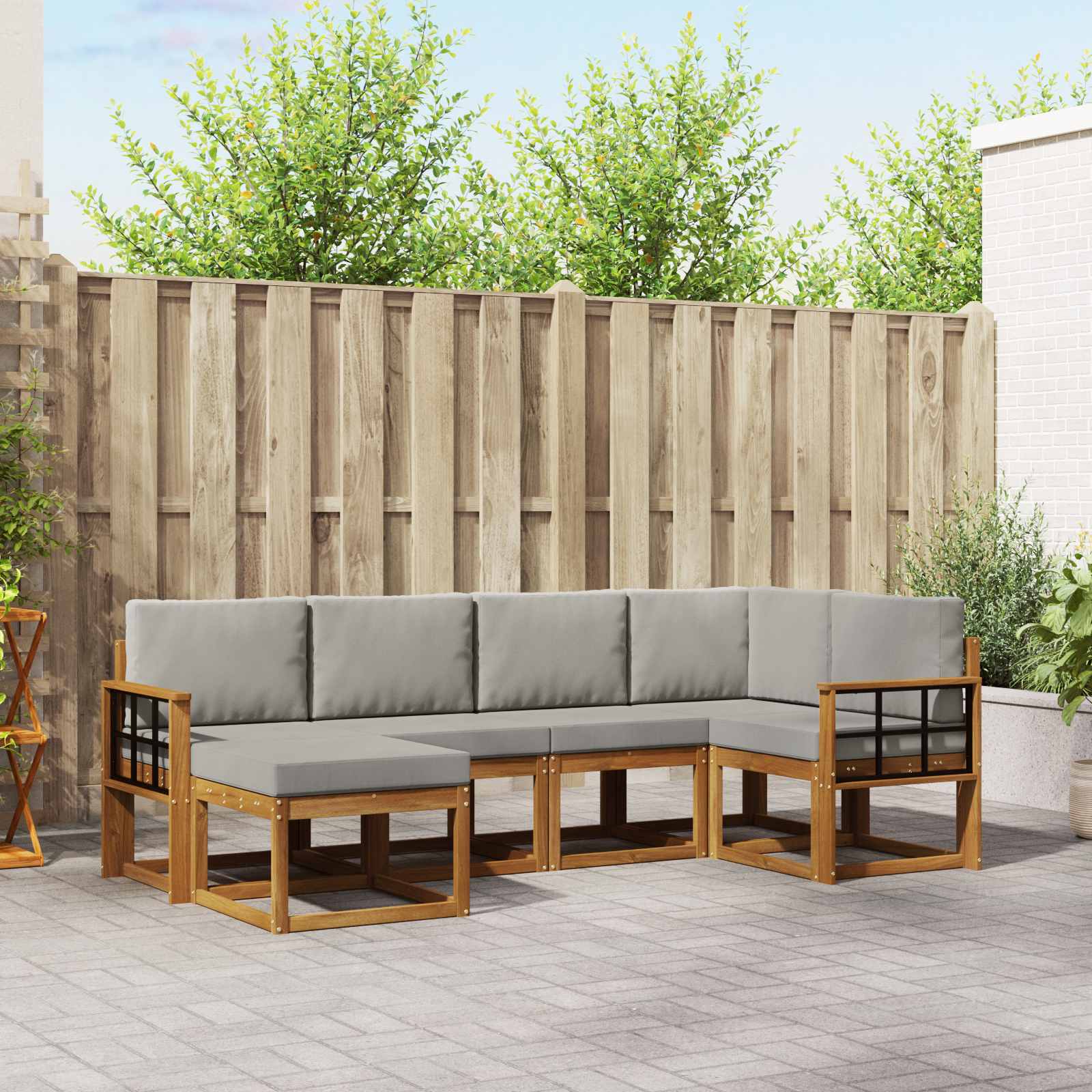 vidaXL Bankstel 6 pcs Naturel