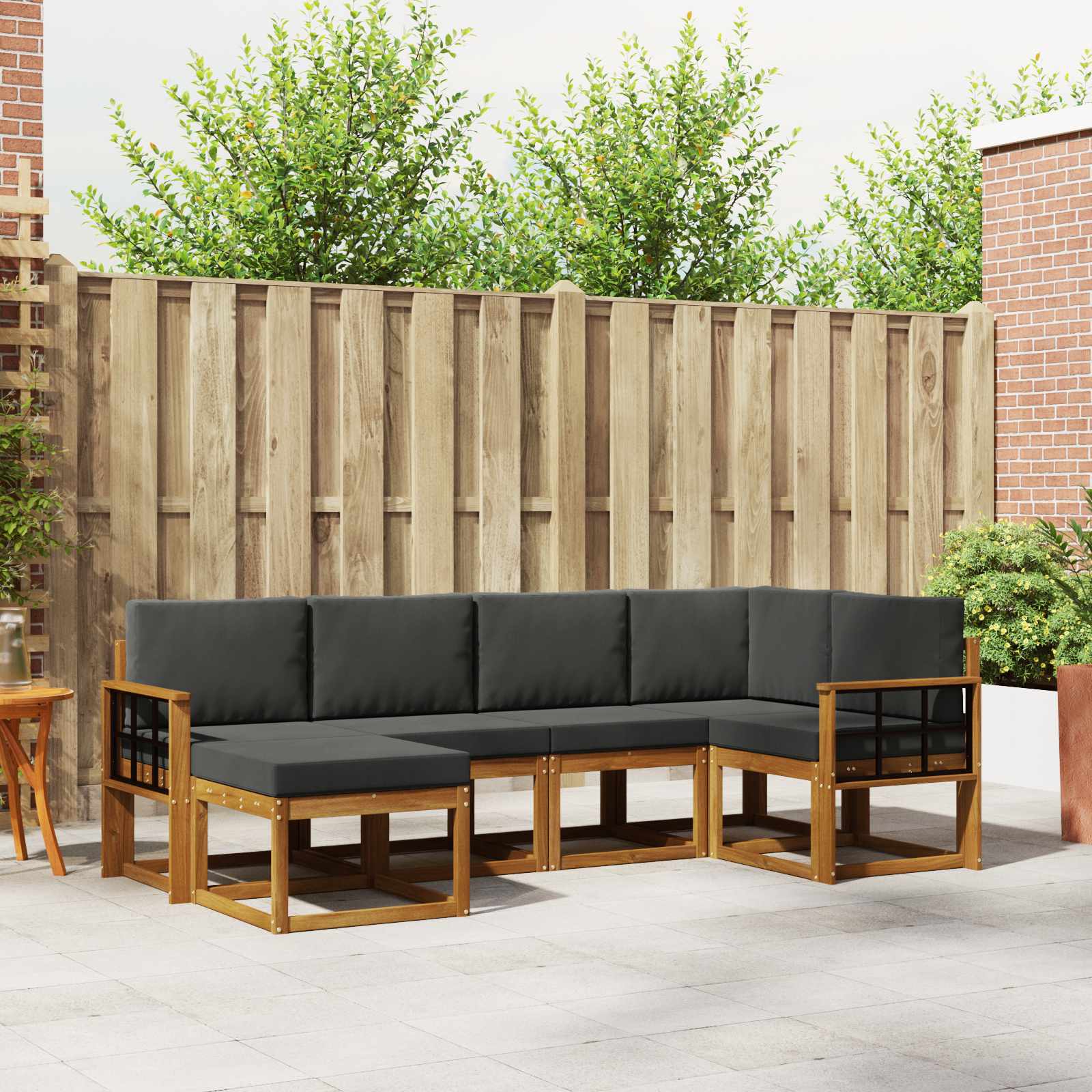 vidaXL Bankstel 6 pcs Naturel