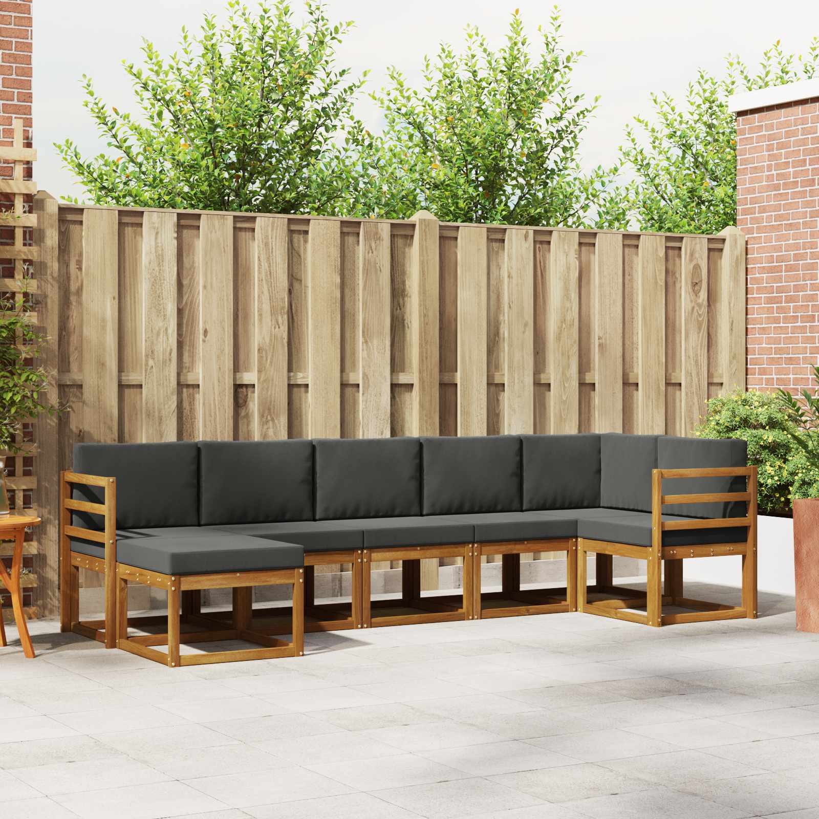 vidaXL Bankstel met kussen 7 pcs Natuurlijk en Crème