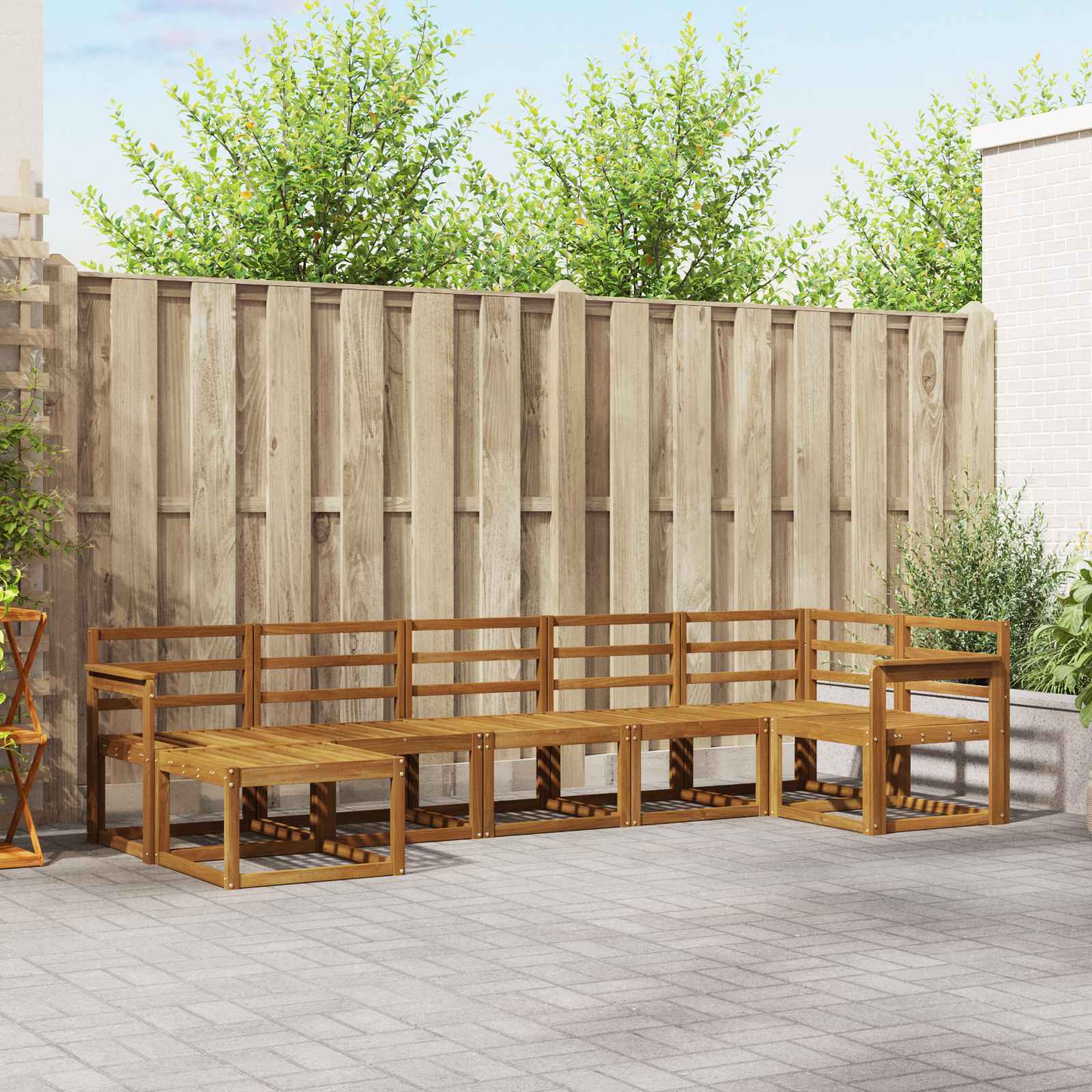 vidaXL Bankstel met kussen 7 pcs Natuurlijk en Crème