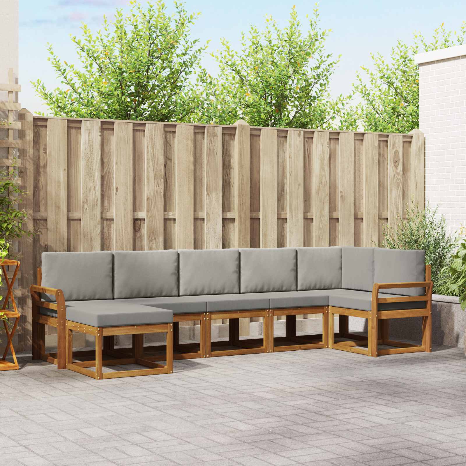 vidaXL Bankstel met kussen 7 pcs Natuurlijk en Crème