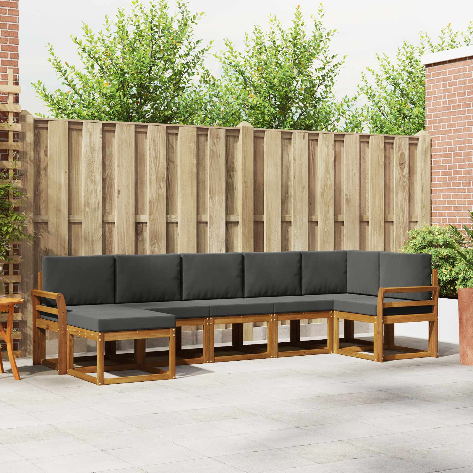 vidaXL Bankstel met kussen 7 pcs Natuurlijk en Crème