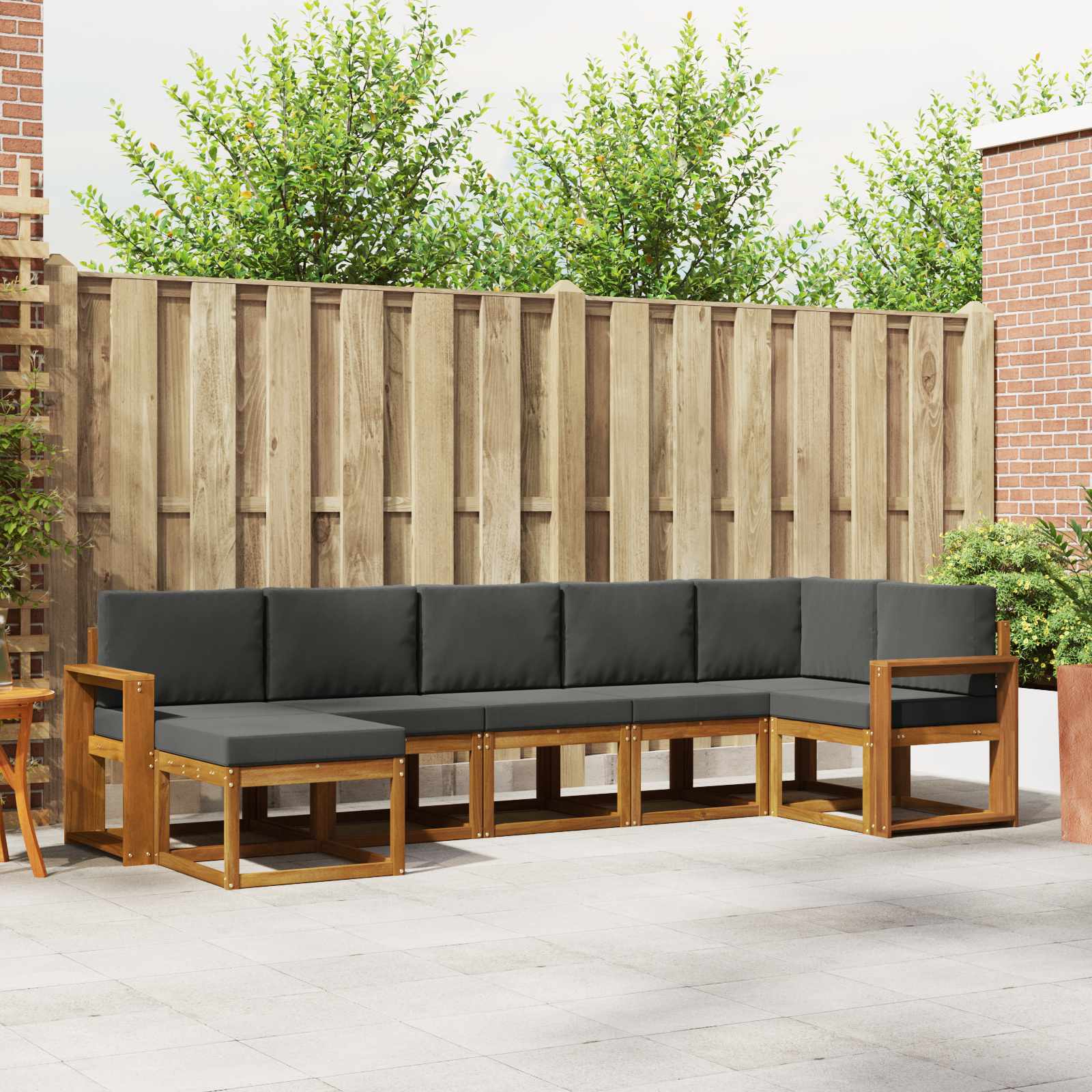 vidaXL Bankstel met kussen 7 pcs Natuurlijk en Crème