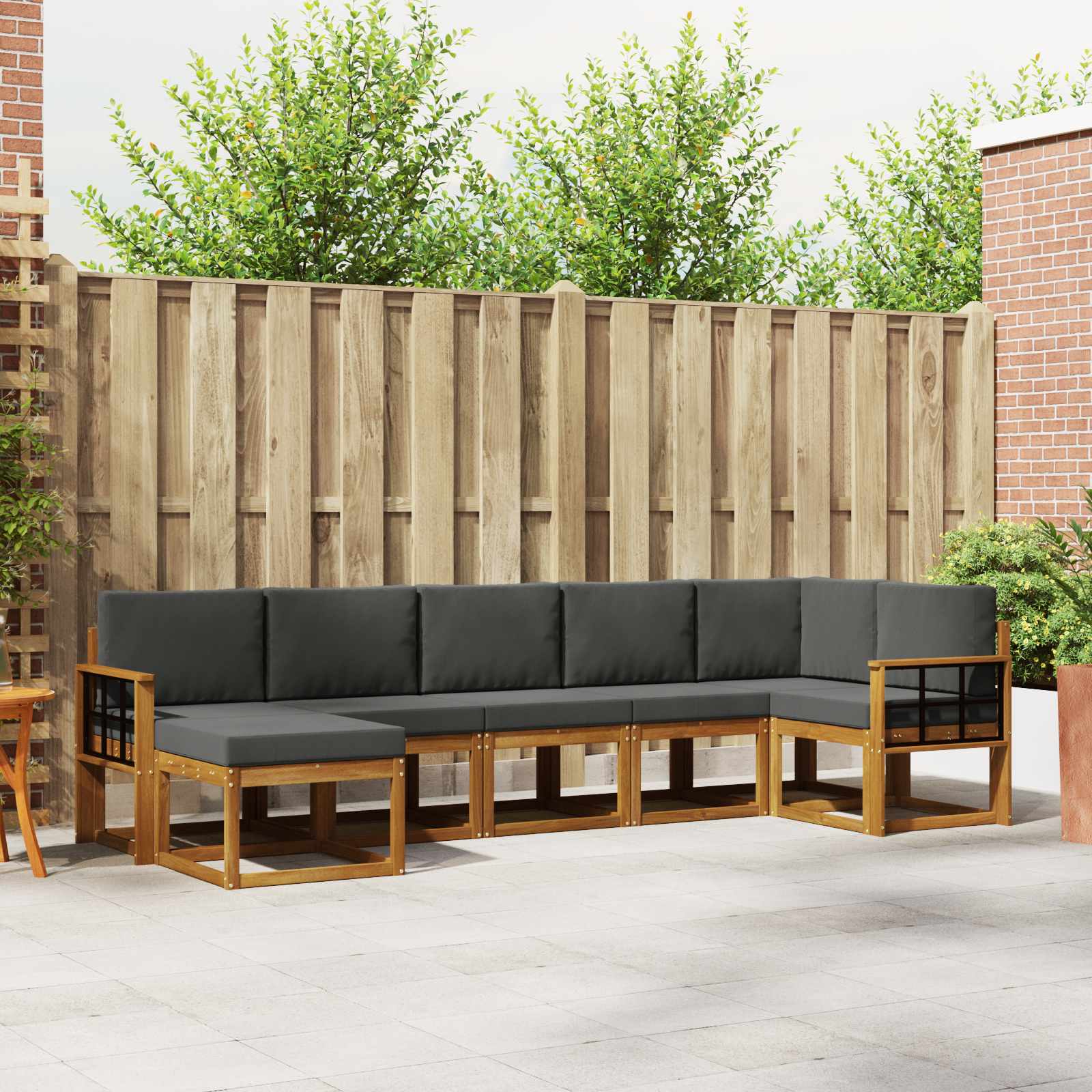 vidaXL Bankstel met kussen 7 pcs Natuurlijk en Crème
