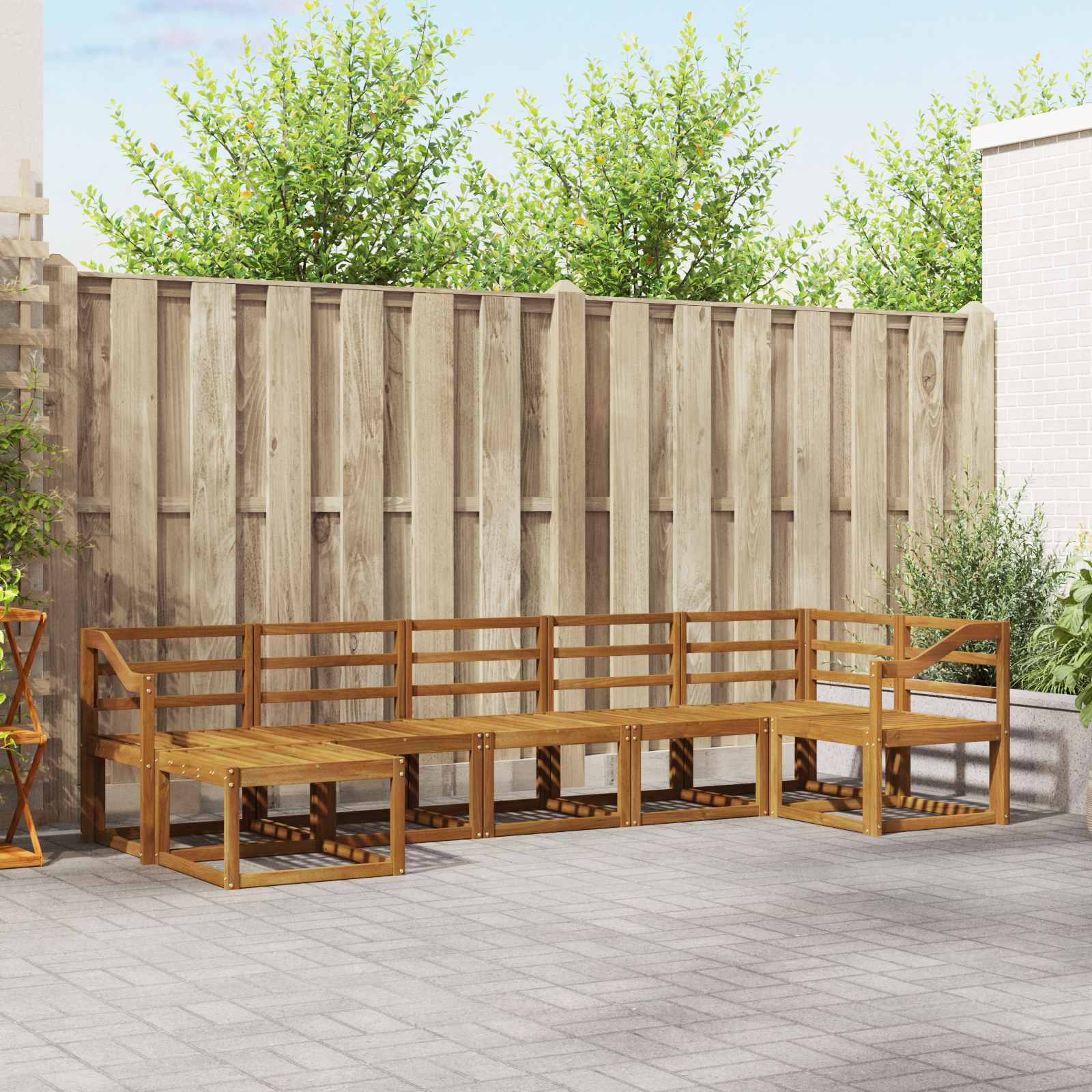 vidaXL Bankstel met kussen 7 pcs Natuurlijk en Crème