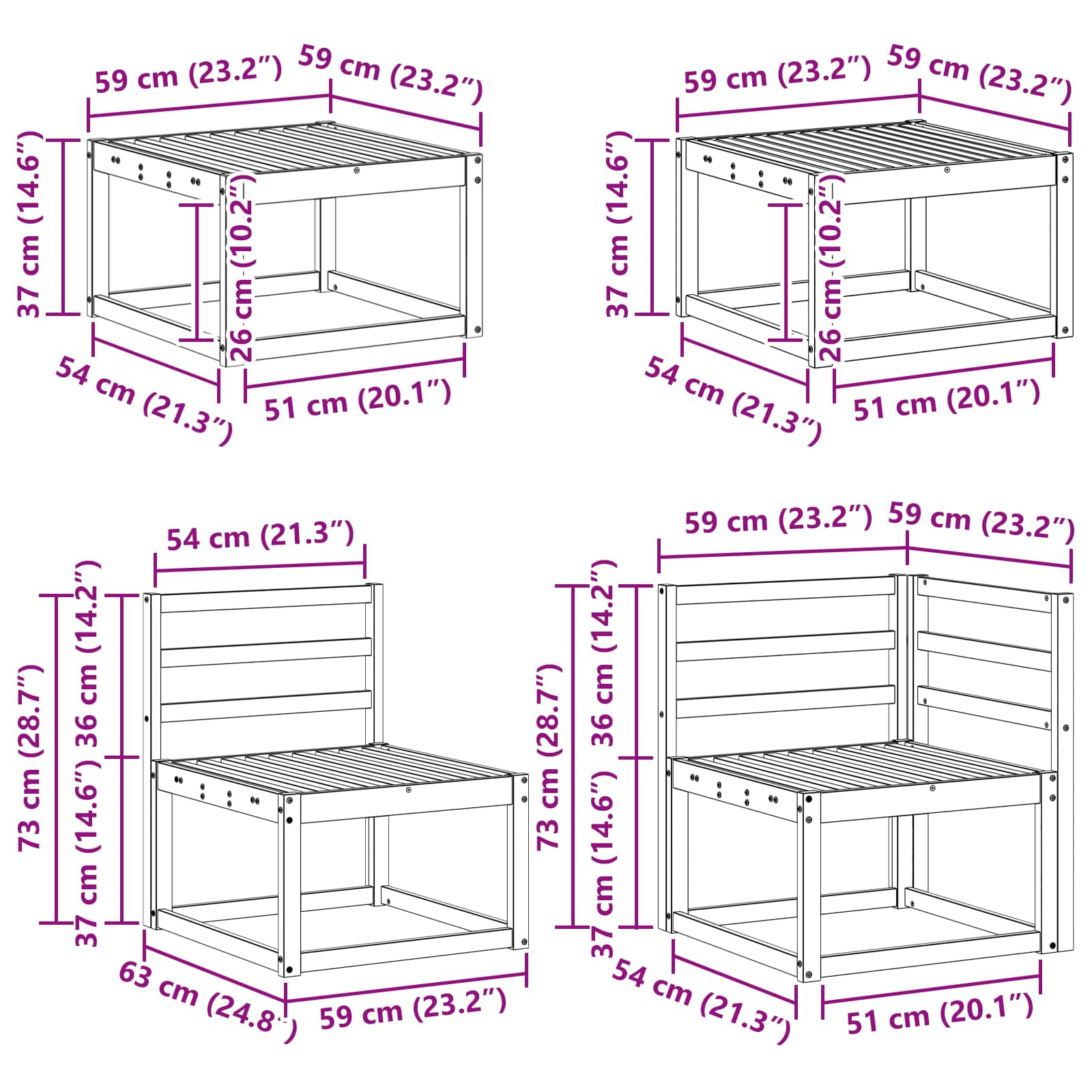 vidaXL Bankstel met kussen 8 pcs Natuurlijk en Crème