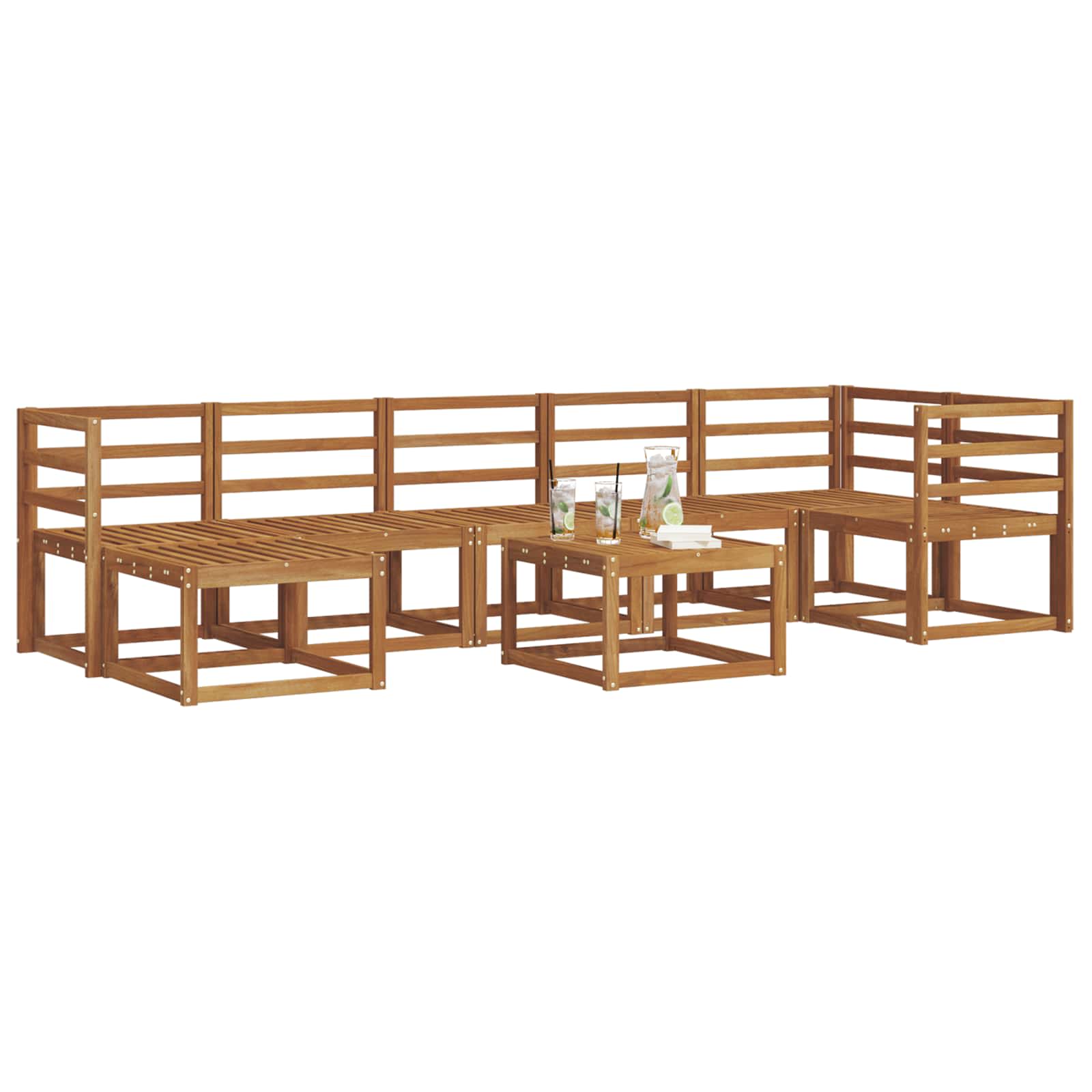 vidaXL Bankstel met kussen 8 pcs Natuurlijk en Crème