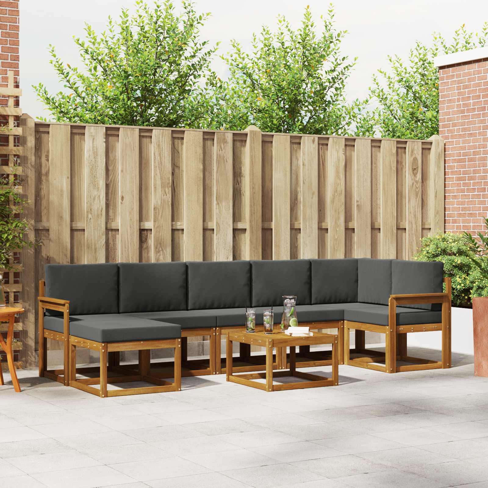 vidaXL Bankstel met kussen 8 pcs Natuurlijk en Crème