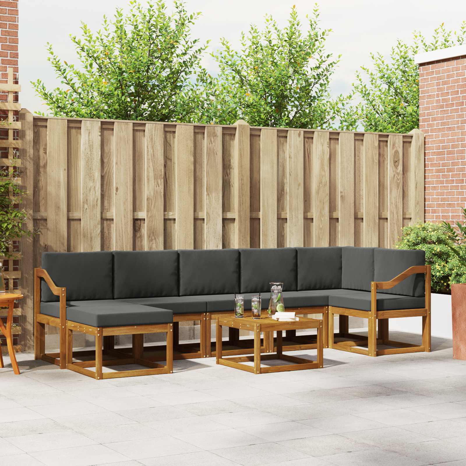 vidaXL Bankstel met kussen 8 pcs Natuurlijk en Crème