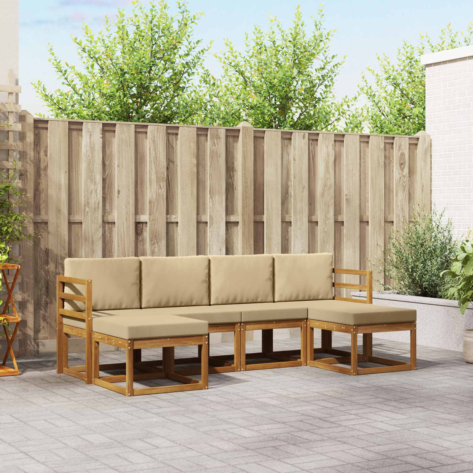 vidaXL Buiten bankenset 6 pcs Naturel Massief Acaciahout