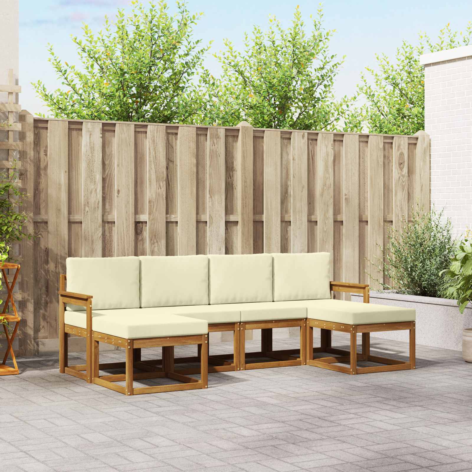 vidaXL Buiten bankenset 6 pcs Naturel Massief Acaciahout