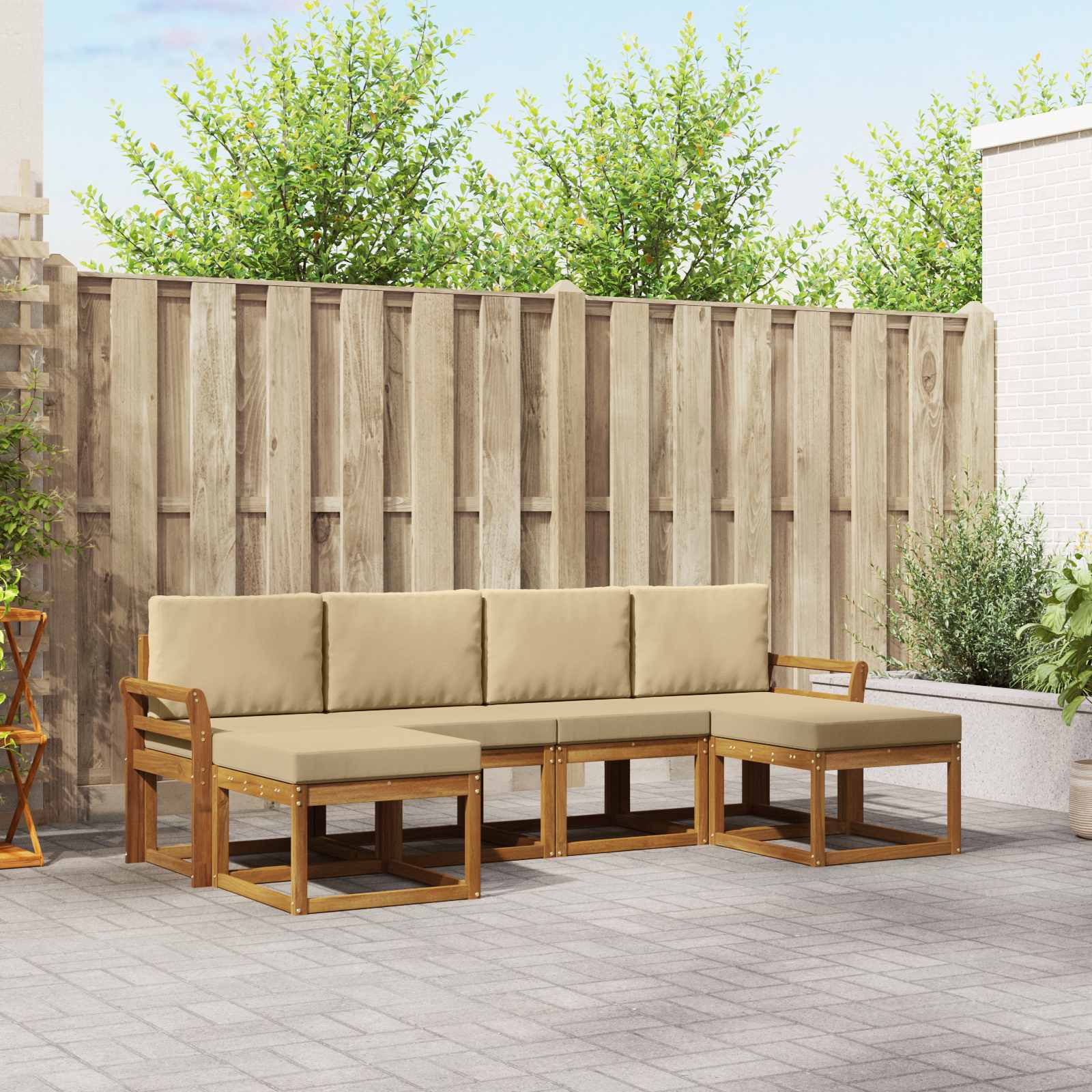 vidaXL Buiten bankenset 6 pcs Naturel Massief Acaciahout