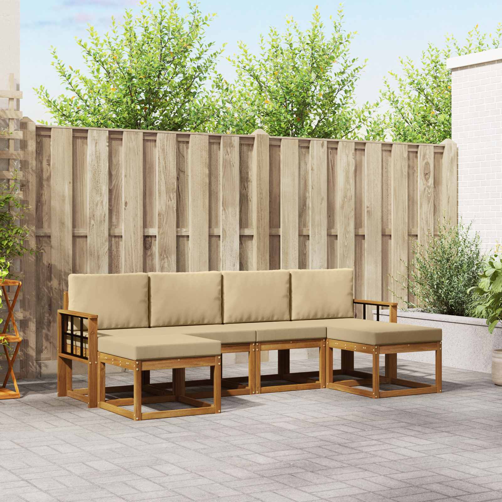 vidaXL Buiten bankenset 6 pcs Naturel Massief Acaciahout