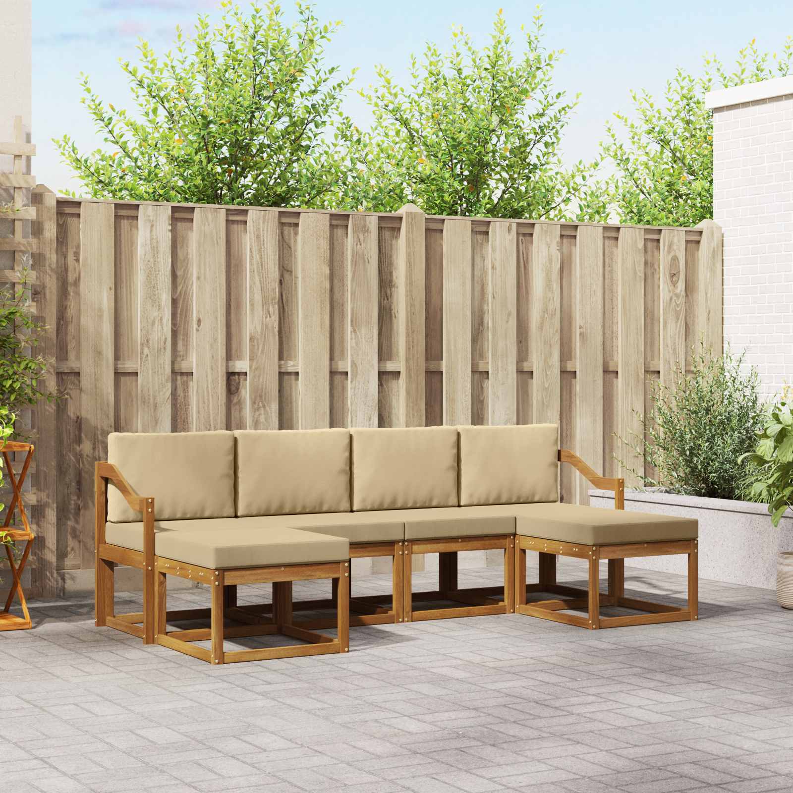 vidaXL Buiten bankenset 6 pcs Naturel Massief Acaciahout