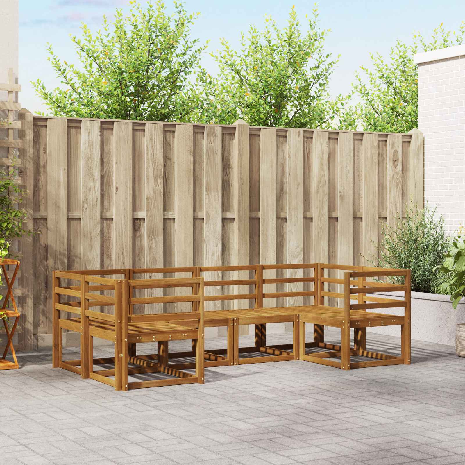 vidaXL Bankstel met kussen 6 pcs Natuurlijk en Crème