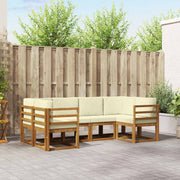 vidaXL Bankstel met kussen 6 pcs Natuurlijk en Crème