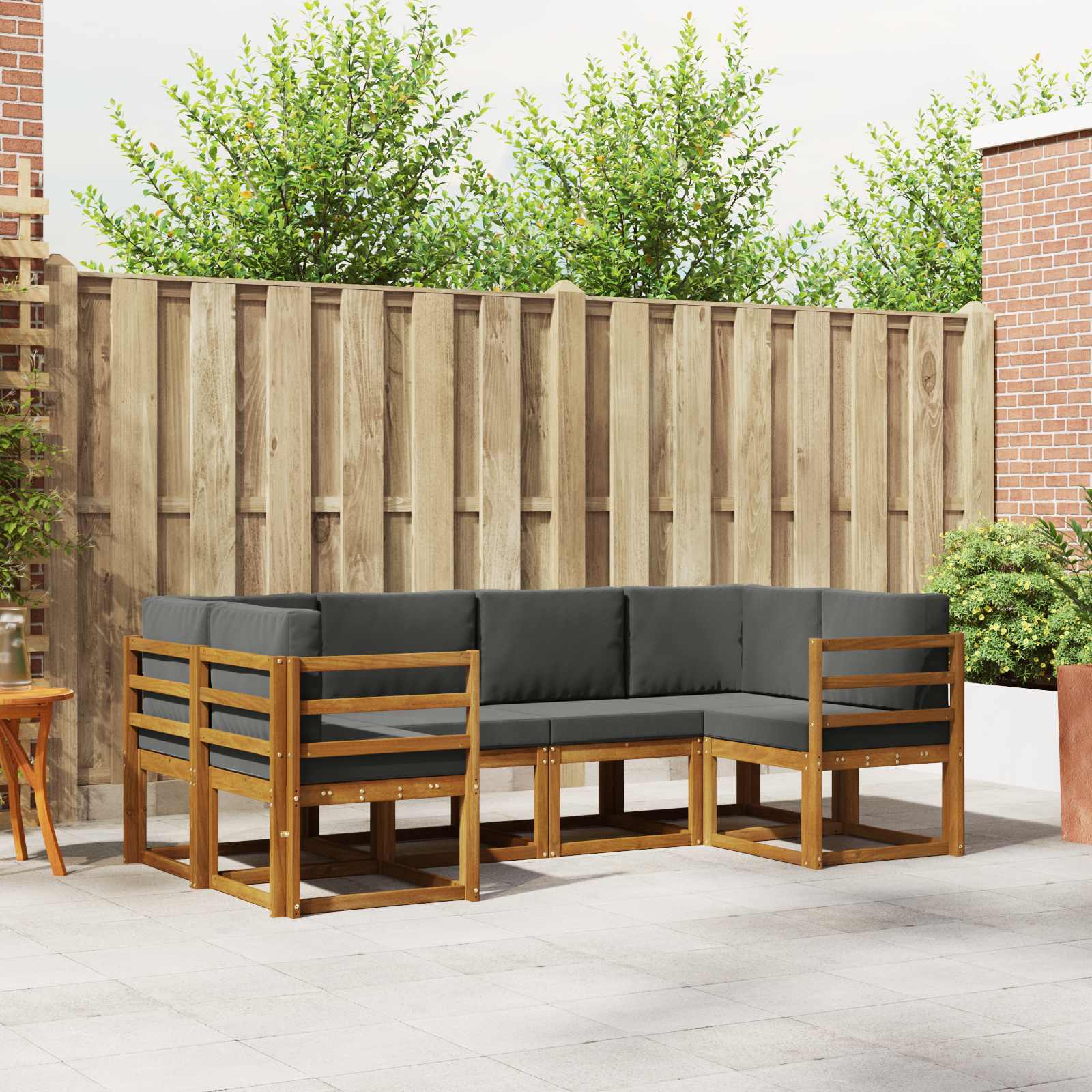 vidaXL Bankstel met kussen 6 pcs Natuurlijk en Crème